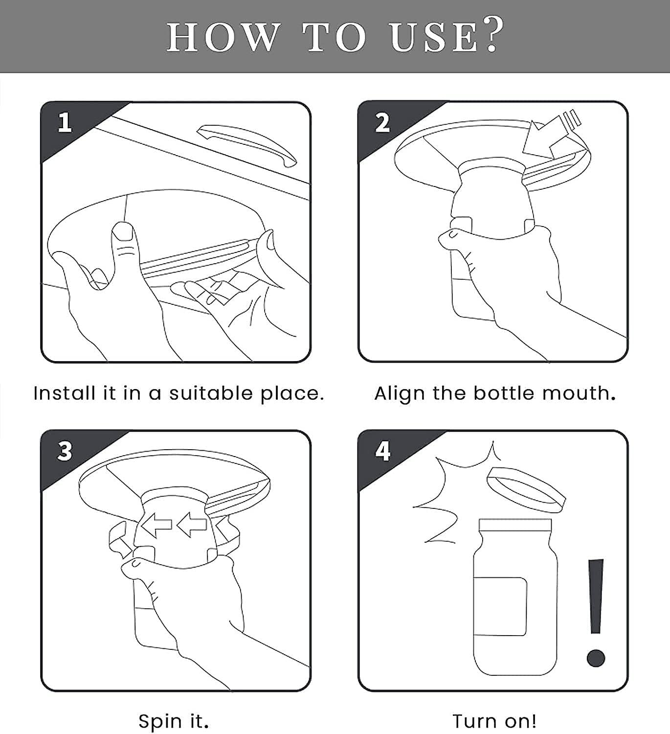 Under Counter Jar Opener for Weak Hands - Black