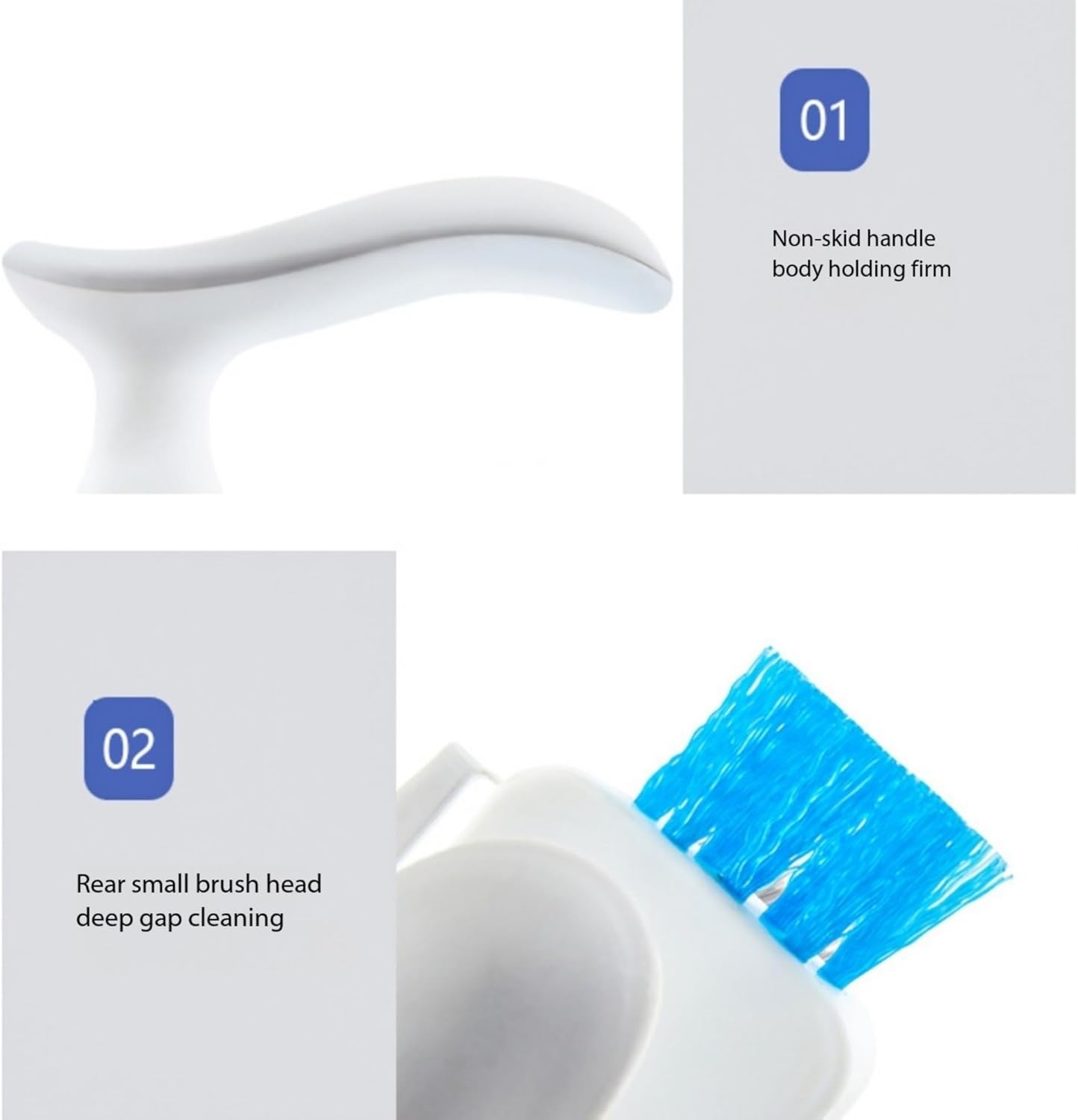 Multi Functional Gap Cleaning Brush with V-Shaped Head and Silicone Scraper