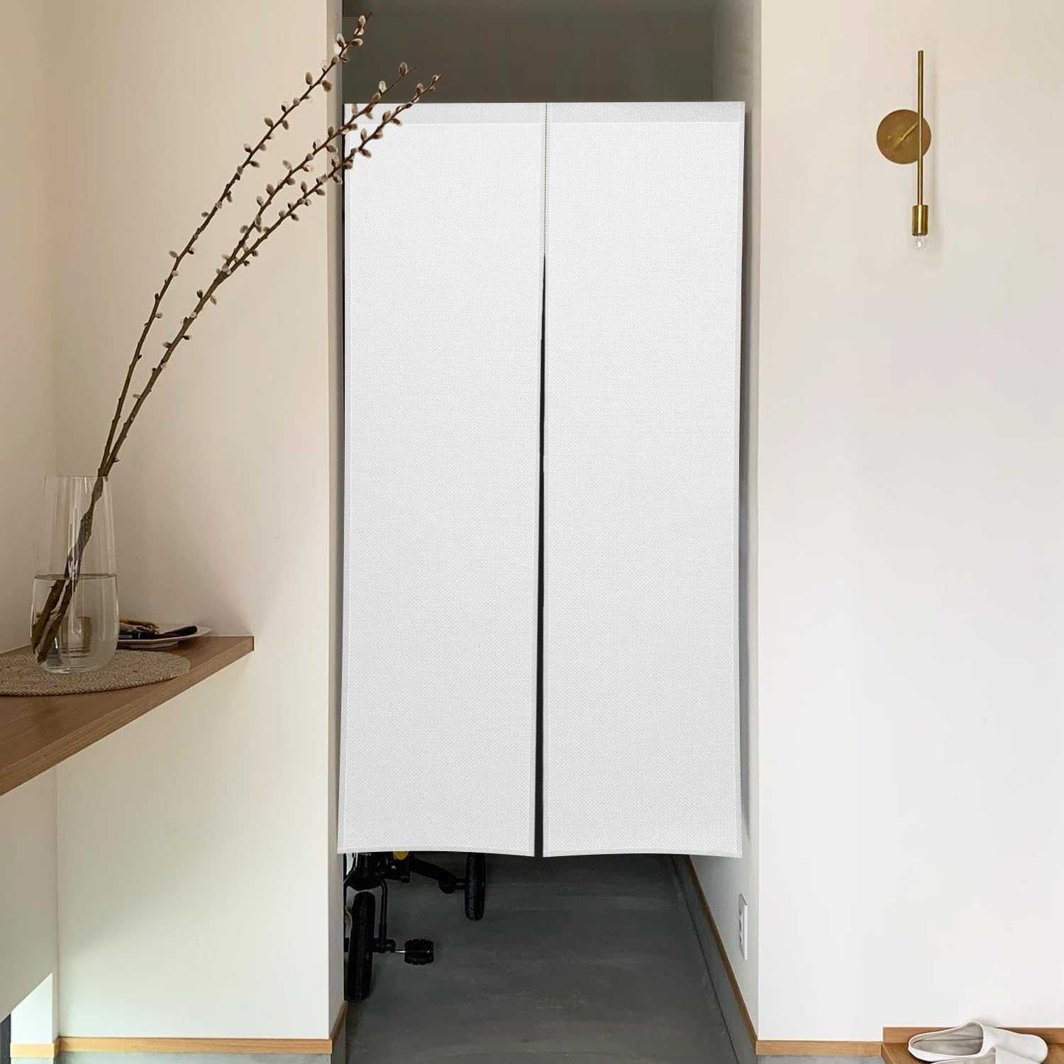 Leowefowa Pure White Noren Curtain Privacy Divider Panel 283 x 472