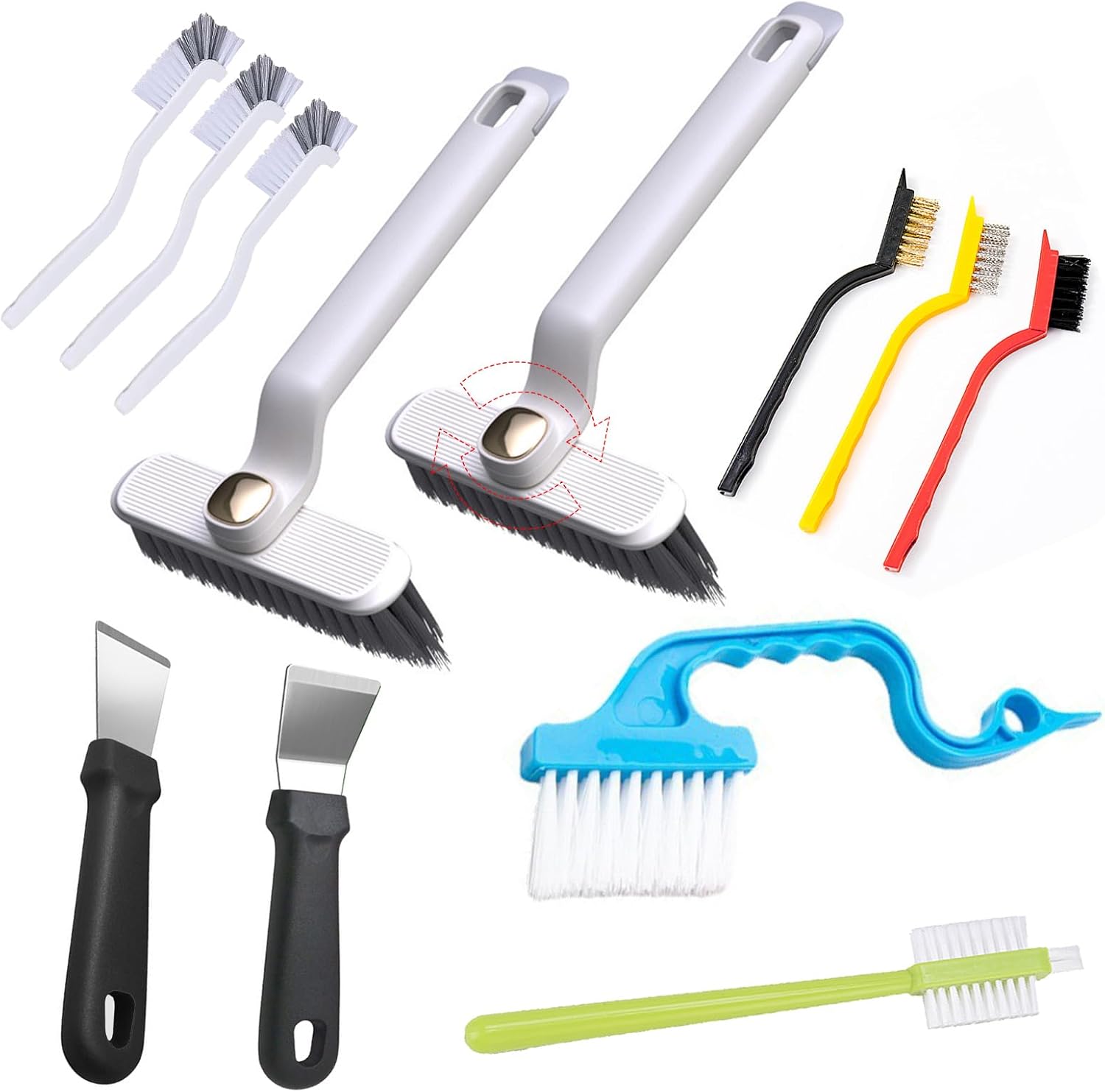 12Pcs Hard Bristle Crevice Cleaning Brush Set for Windows and More