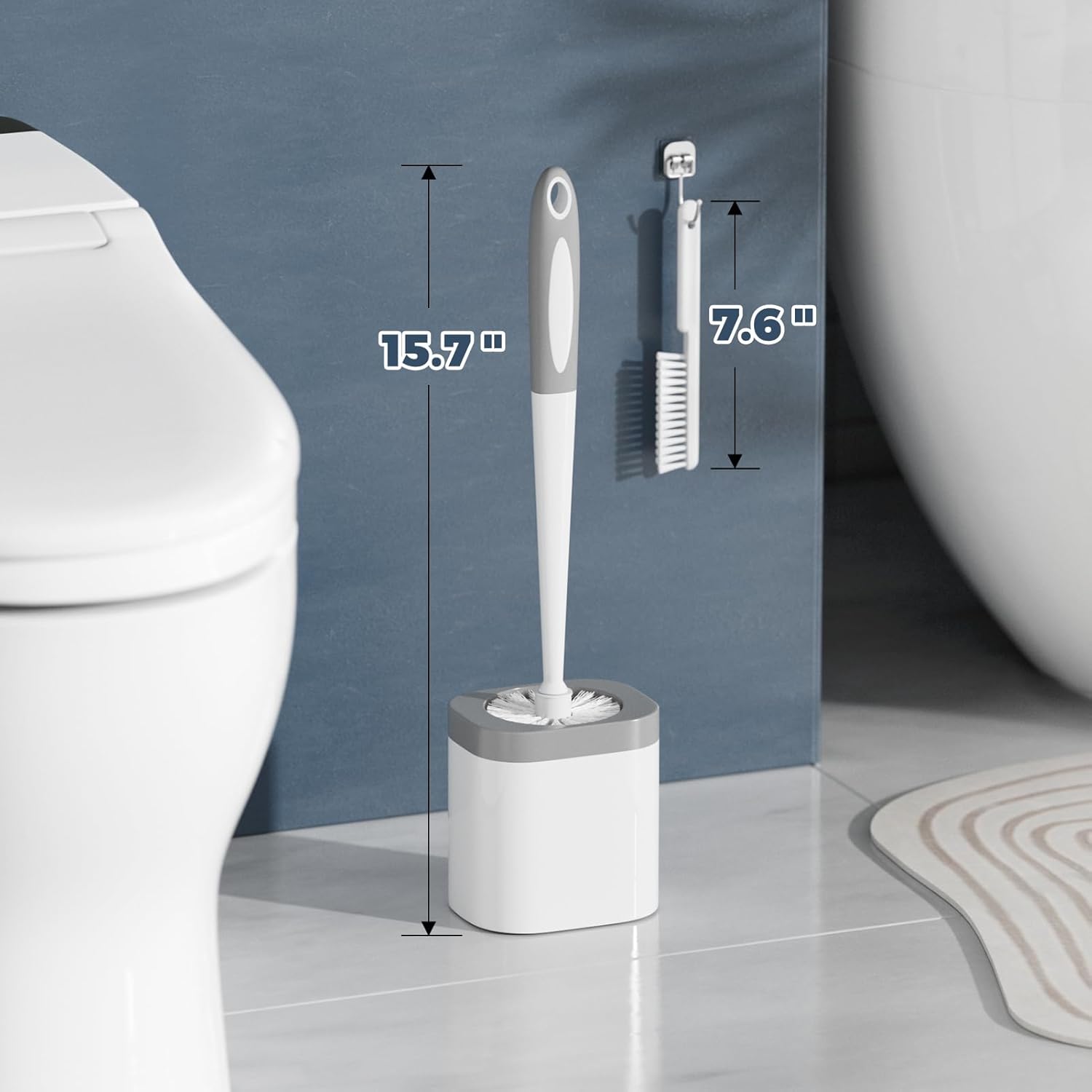 Toilet Brush Set with Holder and 3 Crevice Brushes