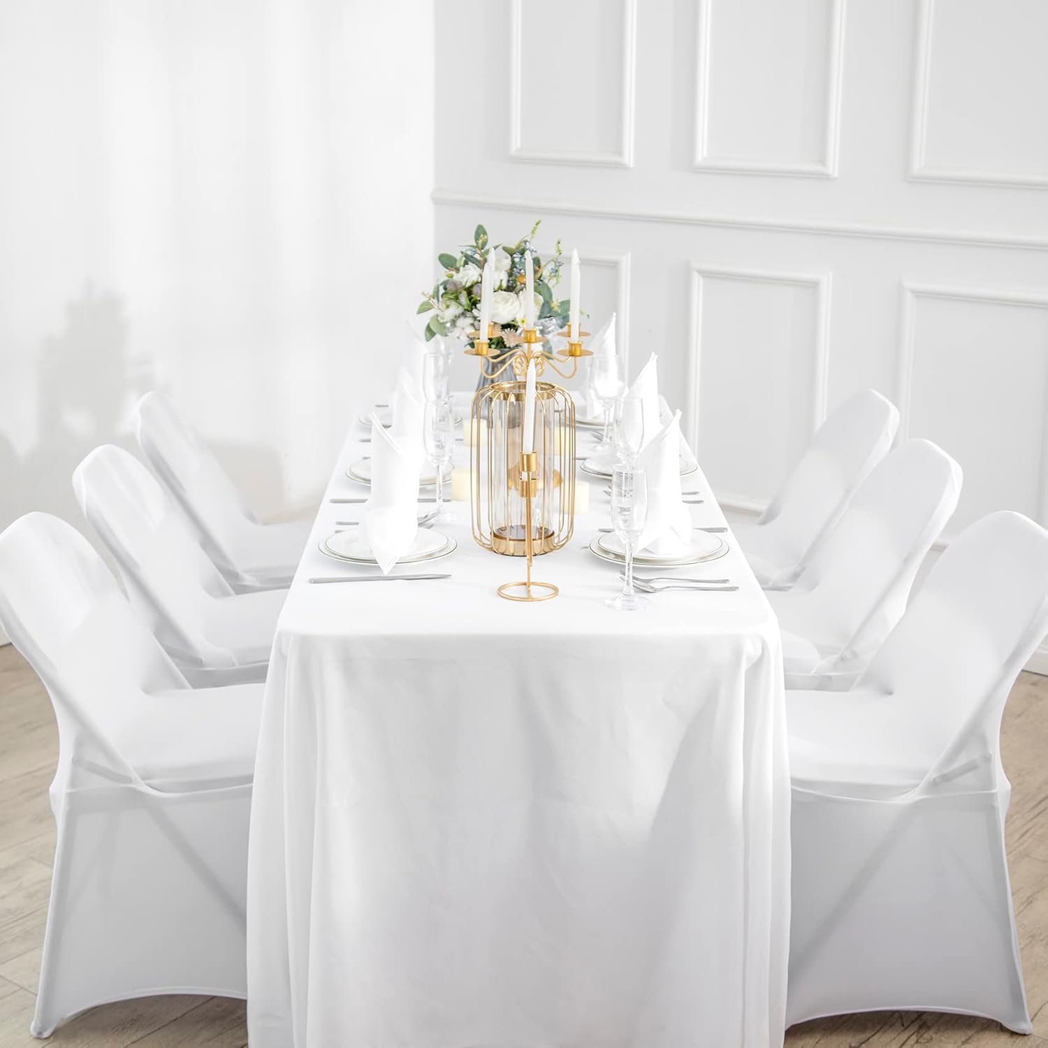Magalo 12 Pack White Spandex Folding Chair Covers