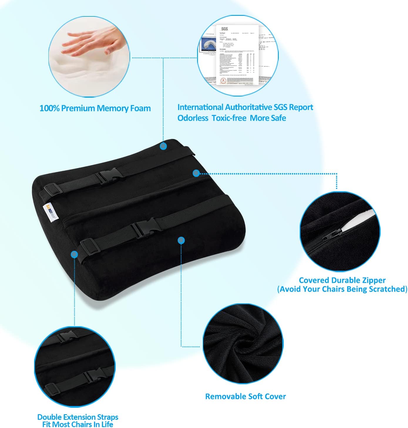 SAIREIDER Seat Cushion and Lumbar Support Pillow for Office Chair