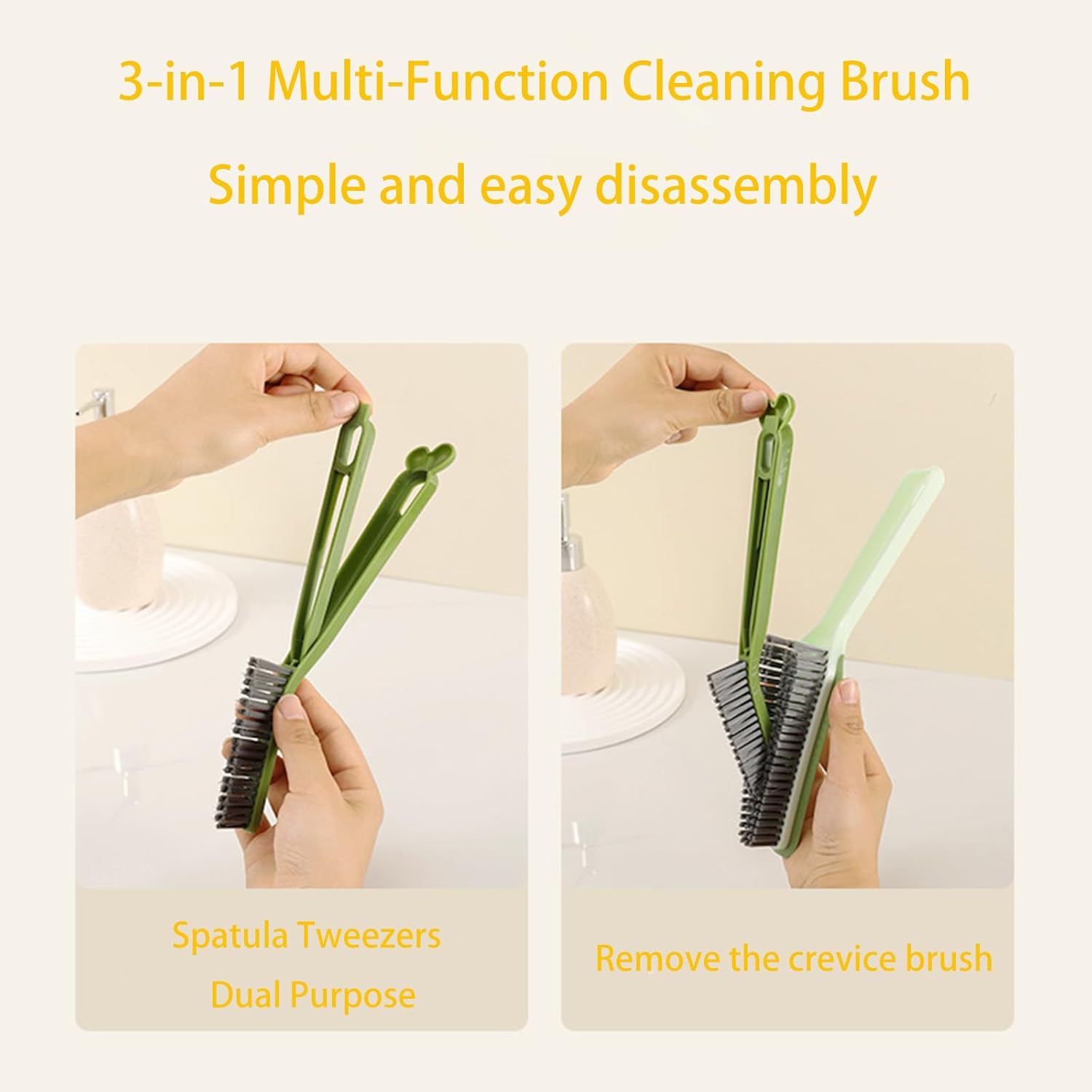 3 in 1 Multifunctional Crevice Cleaning Brush - Green