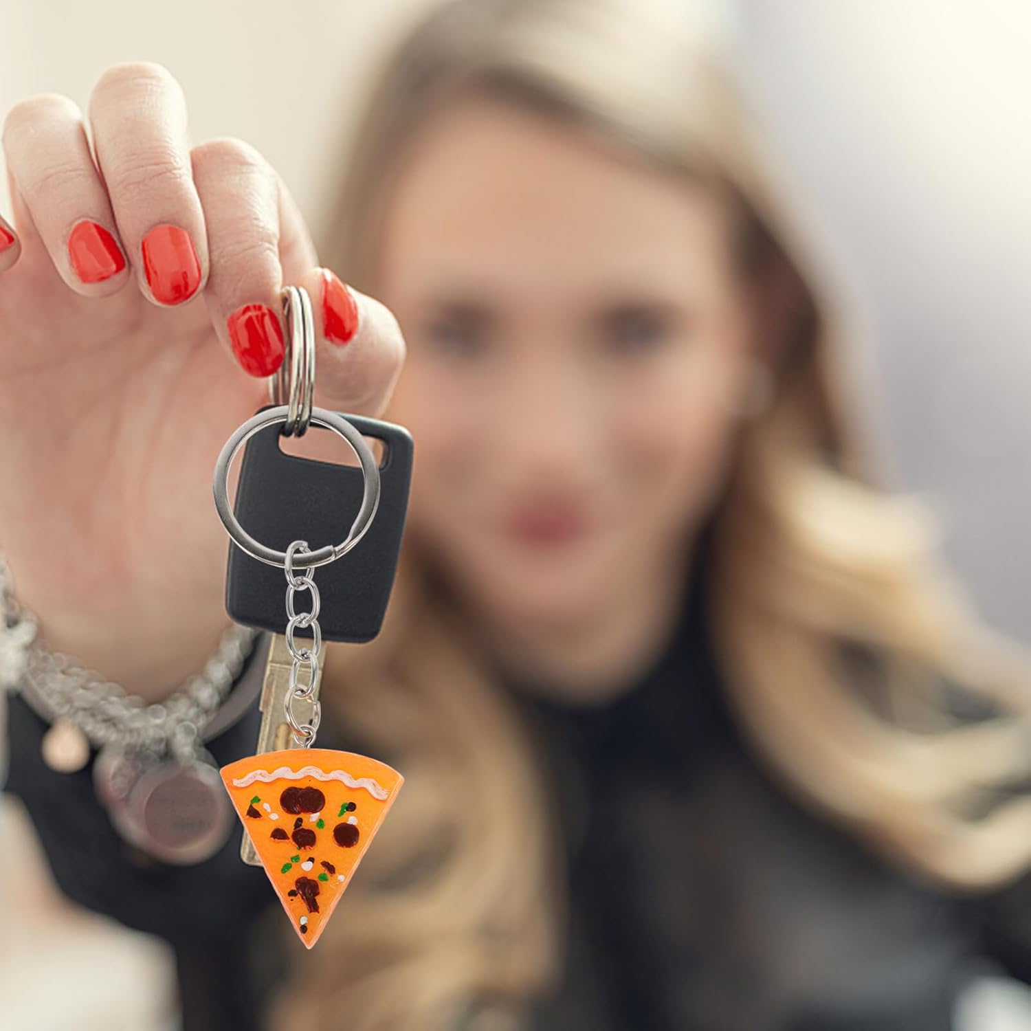 12 Pcs Pizza Keychains Realistic Resin Keyrings