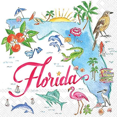 Ihr Ideal Home Cocktail Napkins Florida 20-Count 5x5
