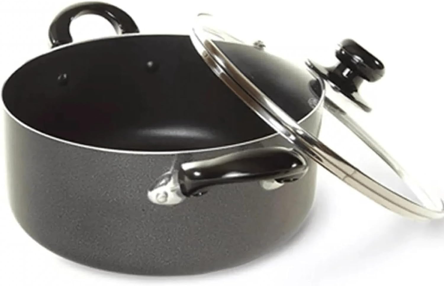 Nonstick Stockpot with Glass Lid 18 Qt Gray