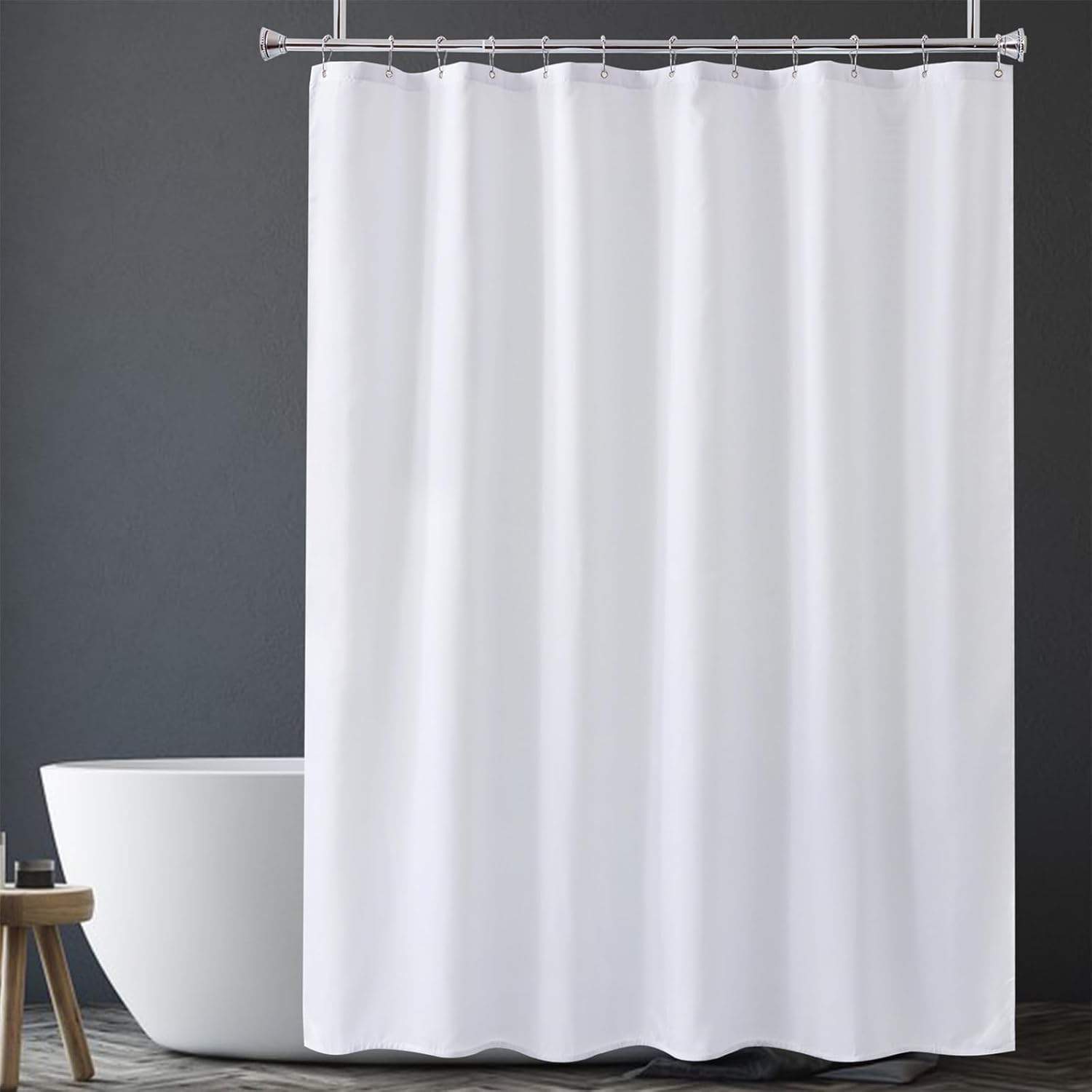 Amazer White Shower Curtain Liner 2-in-1