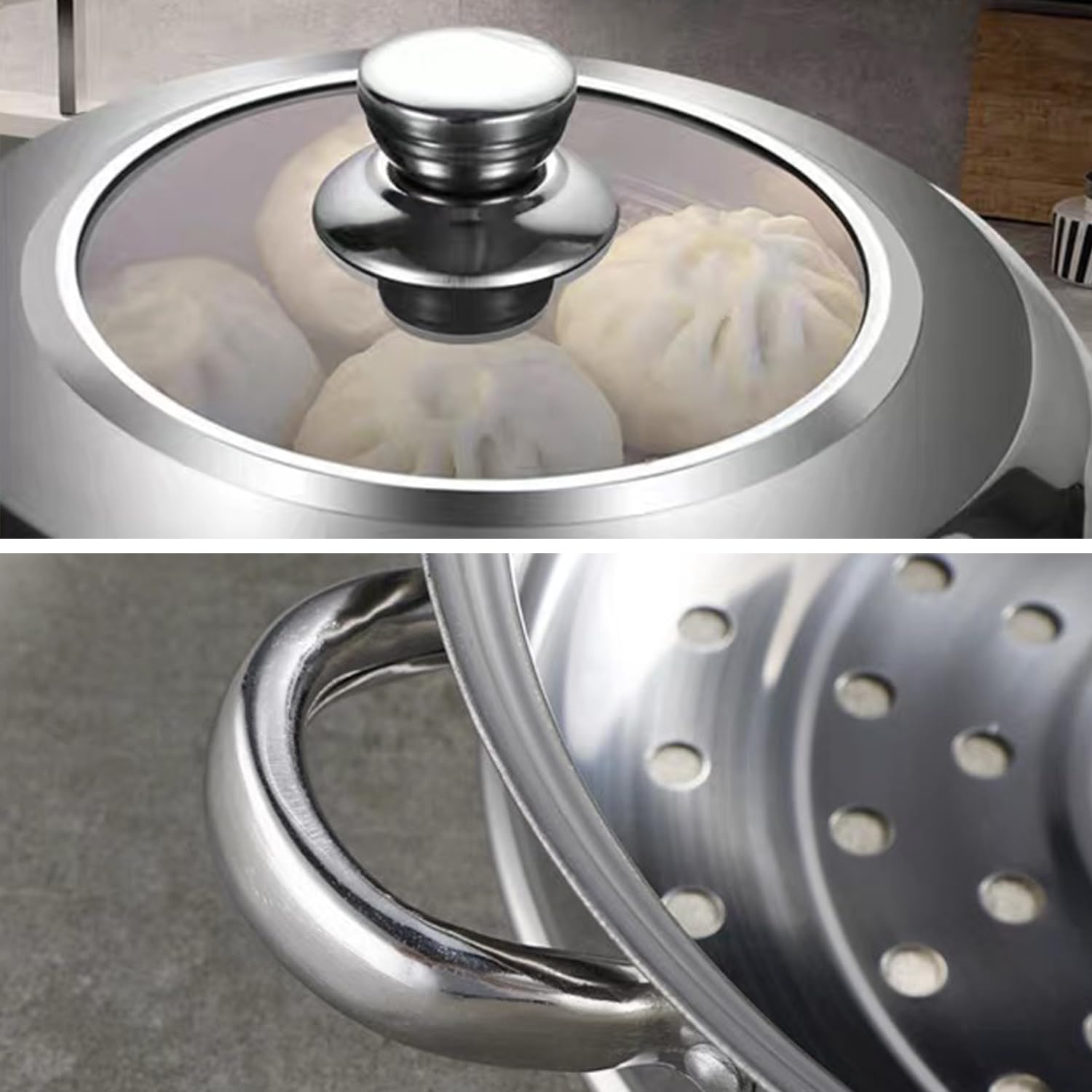 11 Inch Stainless Steel 2-Tier Steamer Pot with Lid