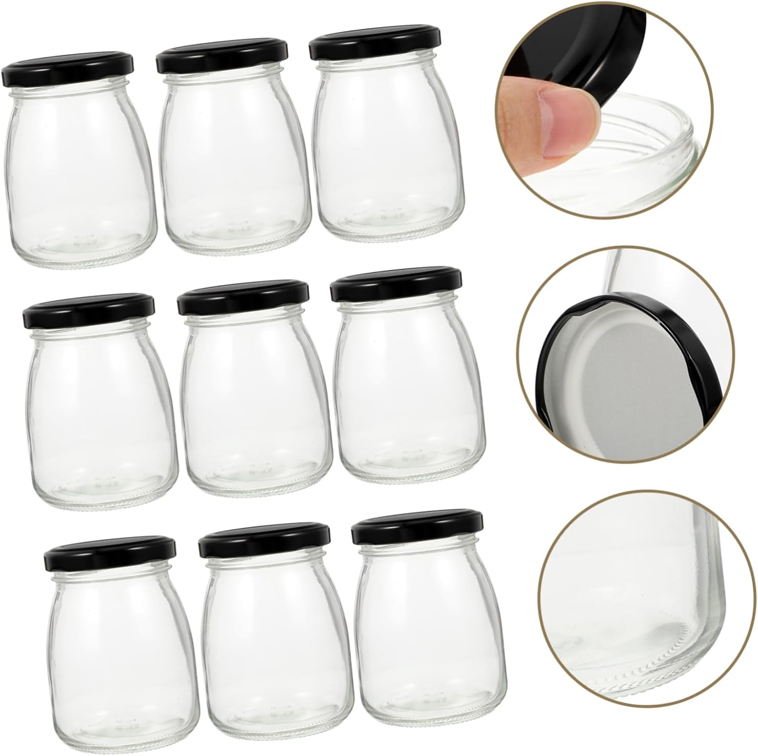 STOBAZA 10pcs Glass Yogurt Bottles with Lids