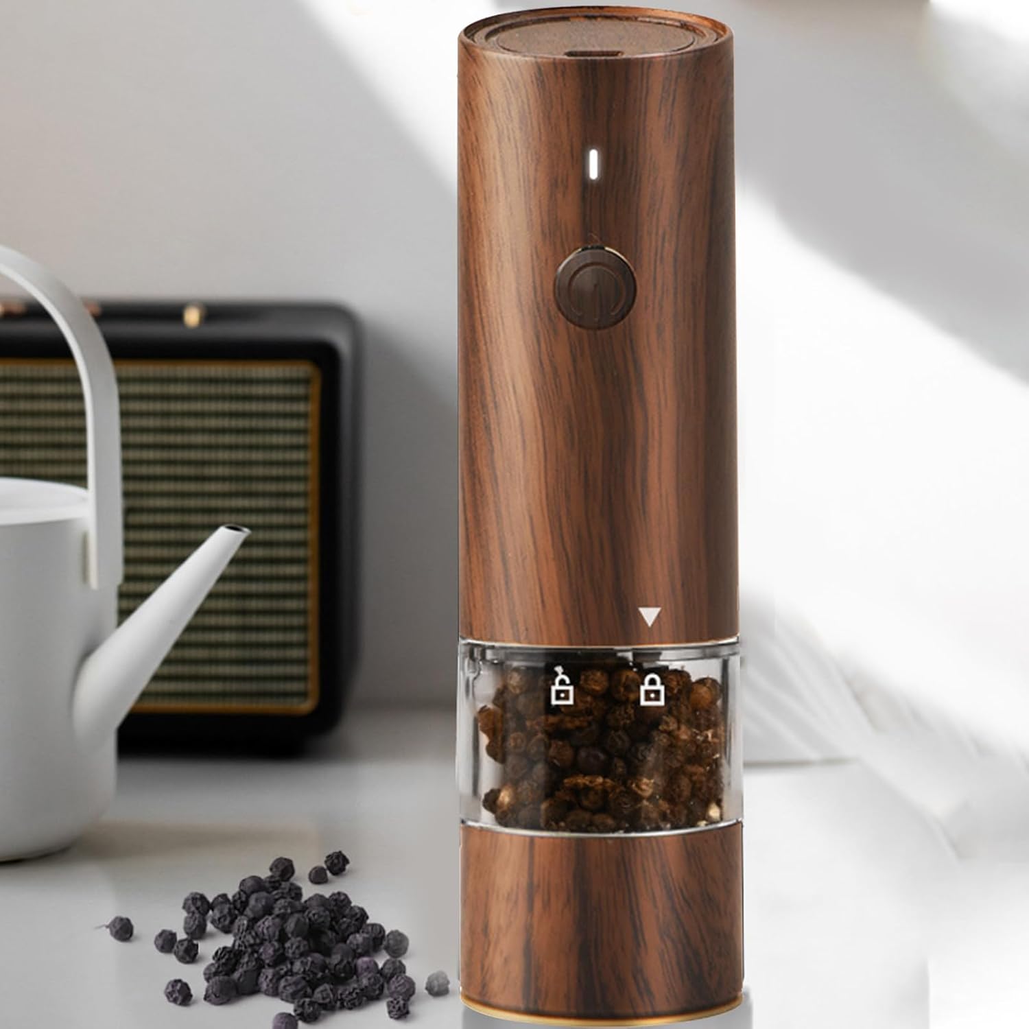 SOONHUA Electric Salt and Pepper Grinder Set with LED Light