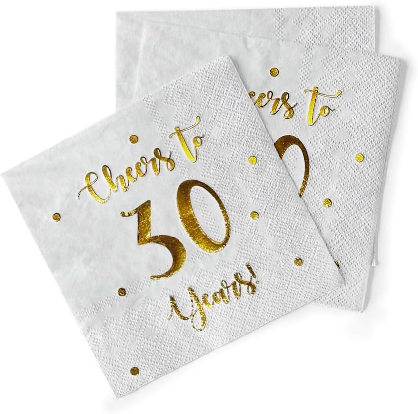 Cheers to 30 Years Cocktail Napkins 50-Pack