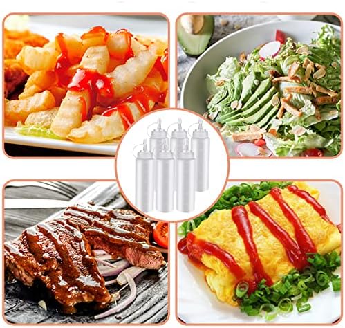 6 Pcs 8 Oz Condiment Squeeze Bottles with Twist Caps and Measurement