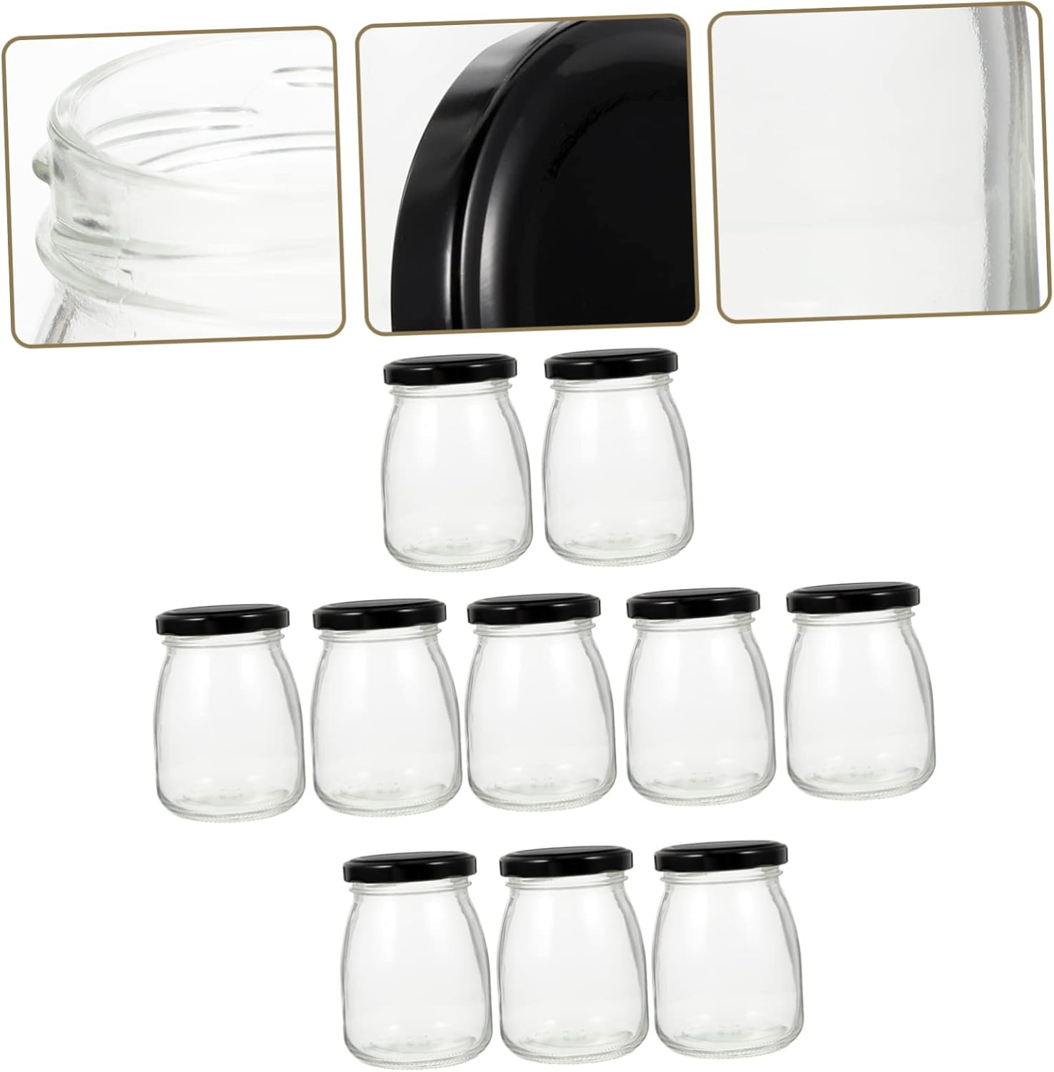 STOBAZA 10pcs Glass Yogurt Bottles with Lids