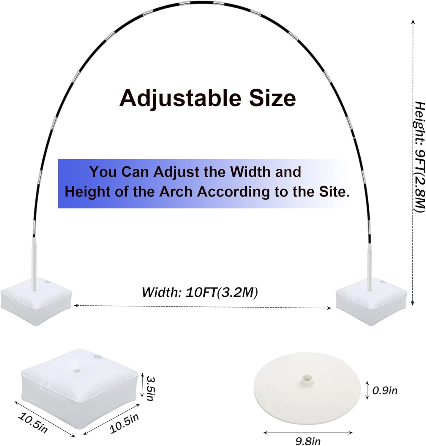 Kaiyun 10 Ft Wide 9 Ft Tall Balloon Arch Kit