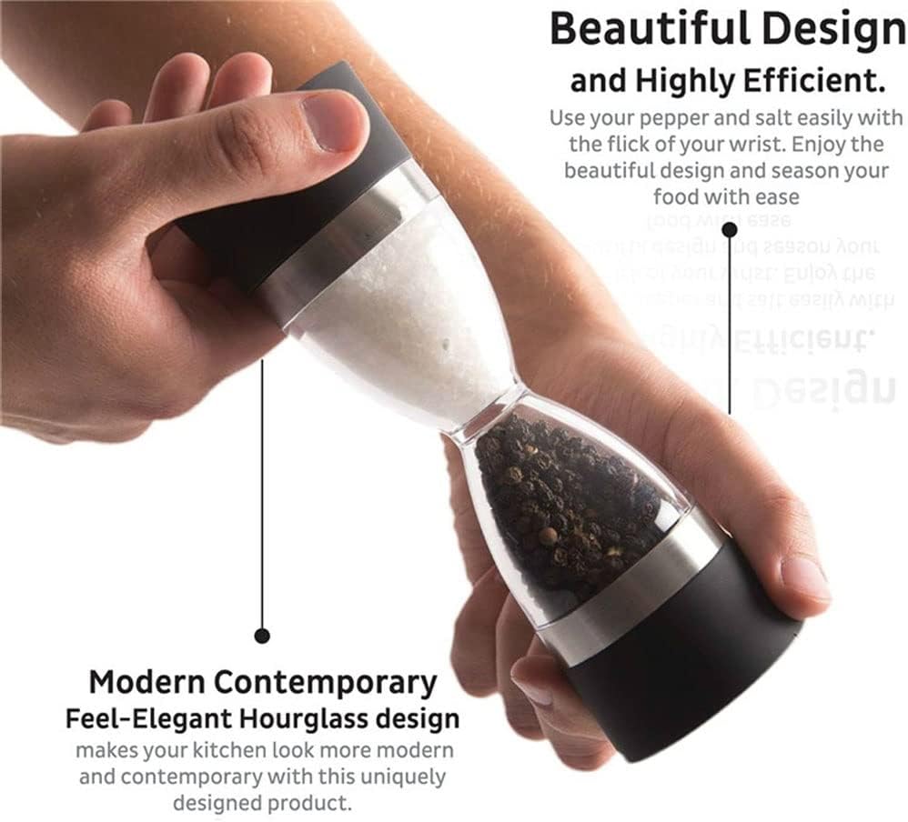 Salt and Pepper Mill Grinder Set 2 in 1 Double Head Refillable