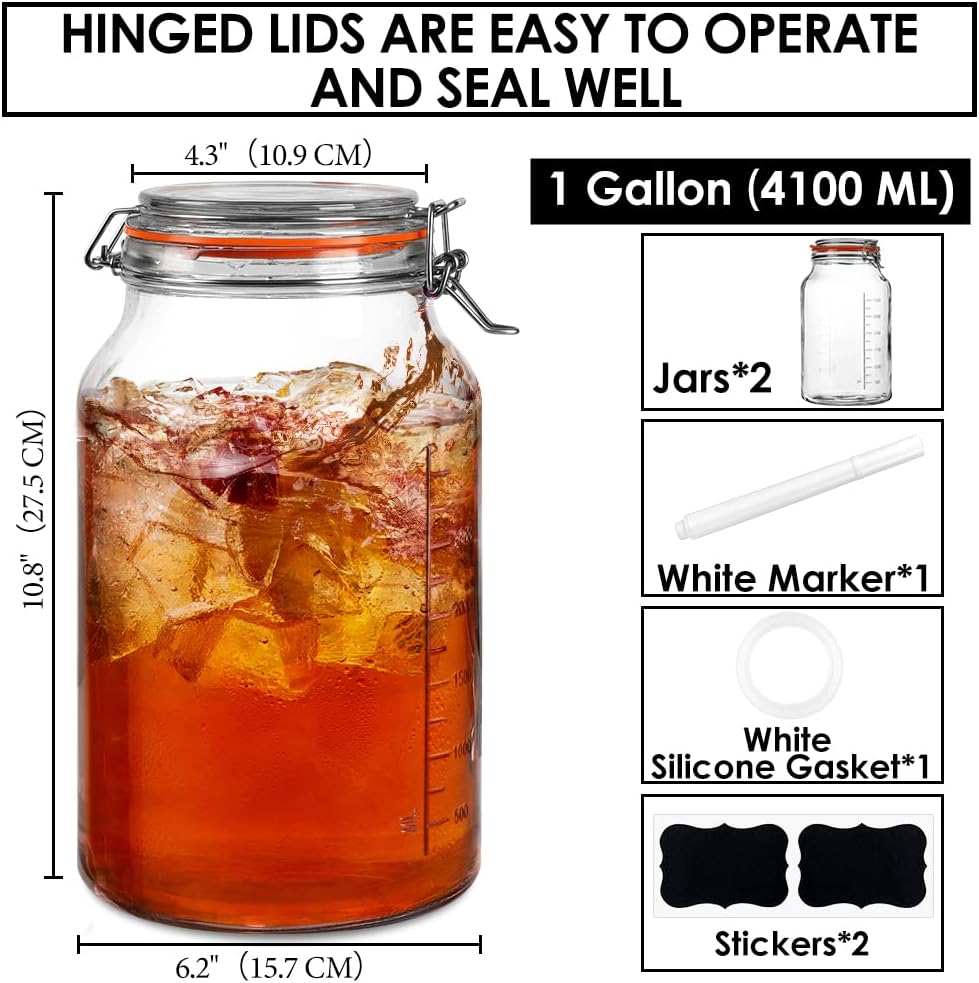 Super Wide-Mouth Glass Jars with Hinged Lids 2-Pack