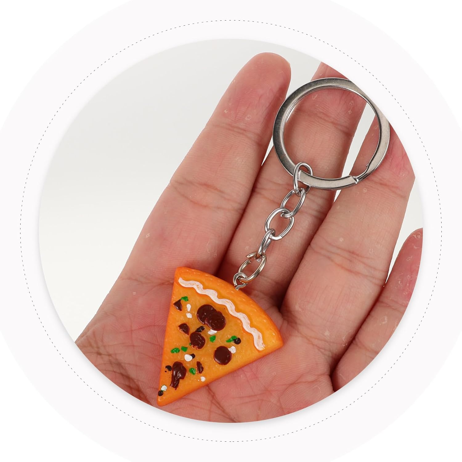 12 Pcs Pizza Keychains Realistic Resin Keyrings