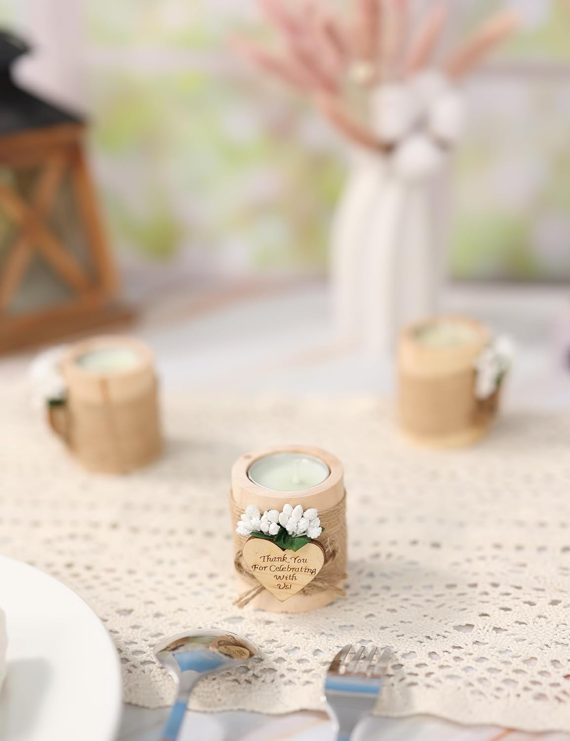 10 Piece Wooden Tealight Candle Holders Set