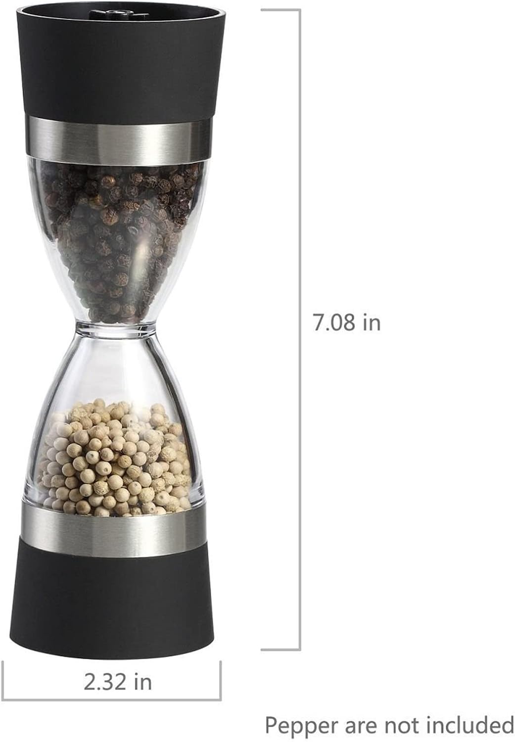 Salt and Pepper Mill Grinder Set 2 in 1 Double Head Refillable