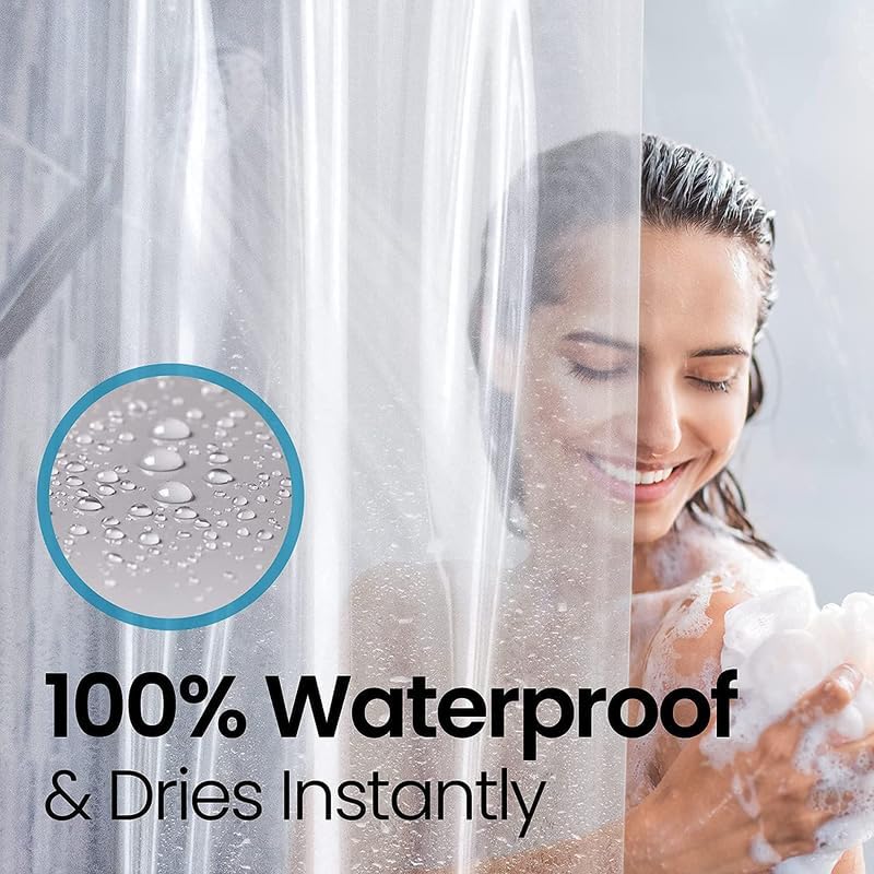 LiBa Waterproof Shower Curtain - 72x72 White Heavy Duty Peva
