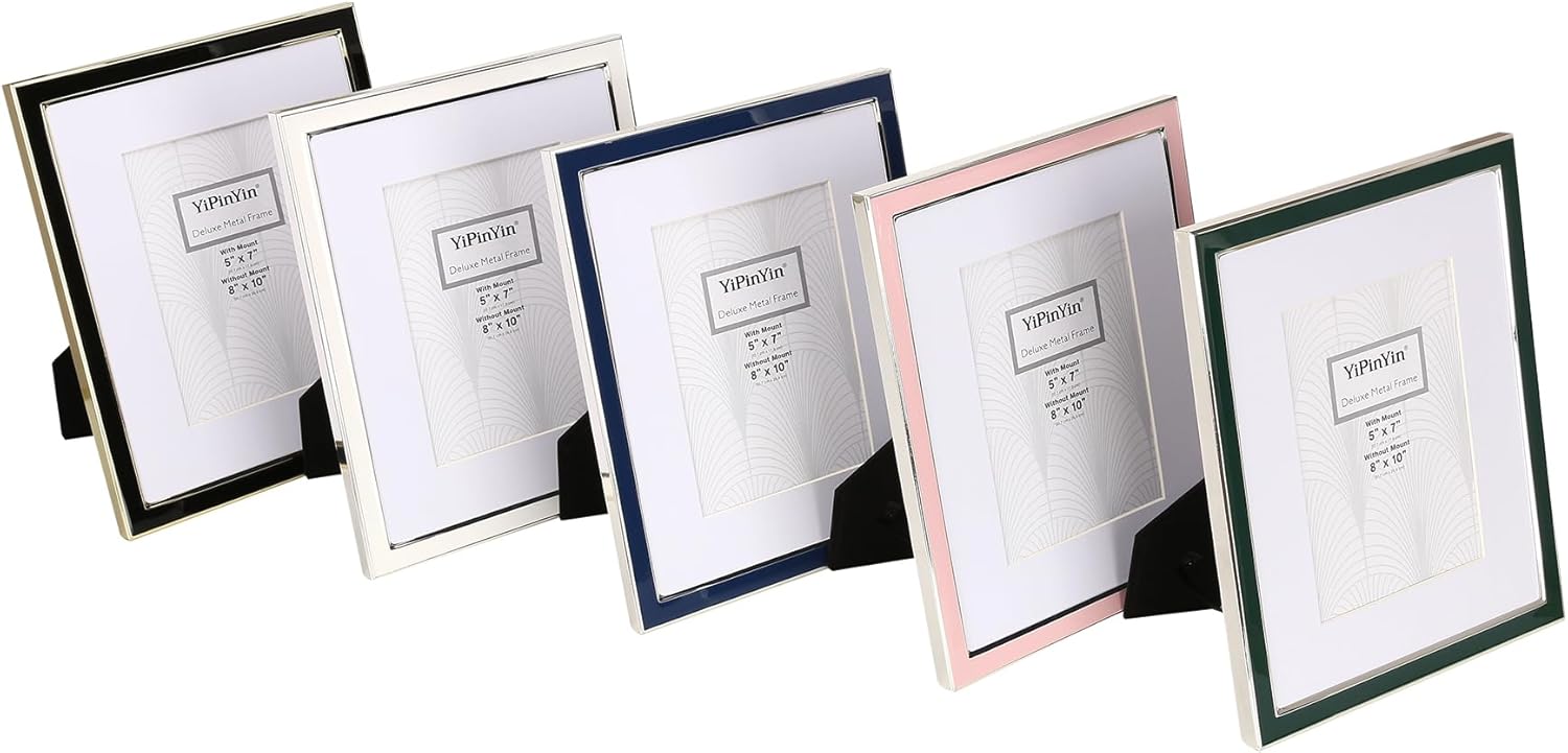 8x10 Gold Metal Edge Frames Set of 2 with Easel