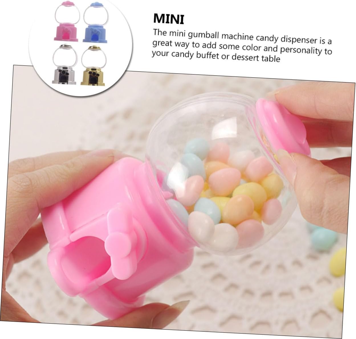 PRETYZOOM 4pcs Manual Gumball Machine Candy Dispenser Pink