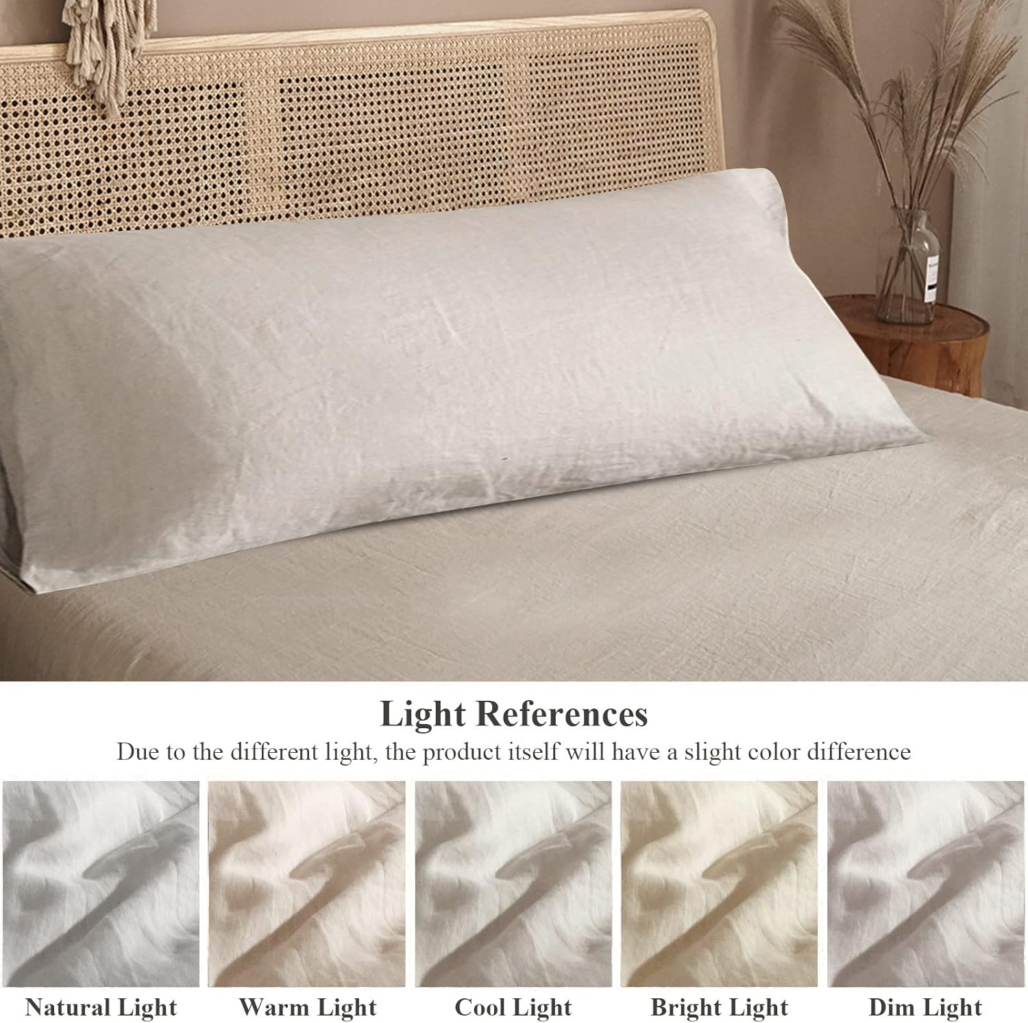 HYPREST French Linen Body Pillow Cover 20x54 Cooling Pillowcase