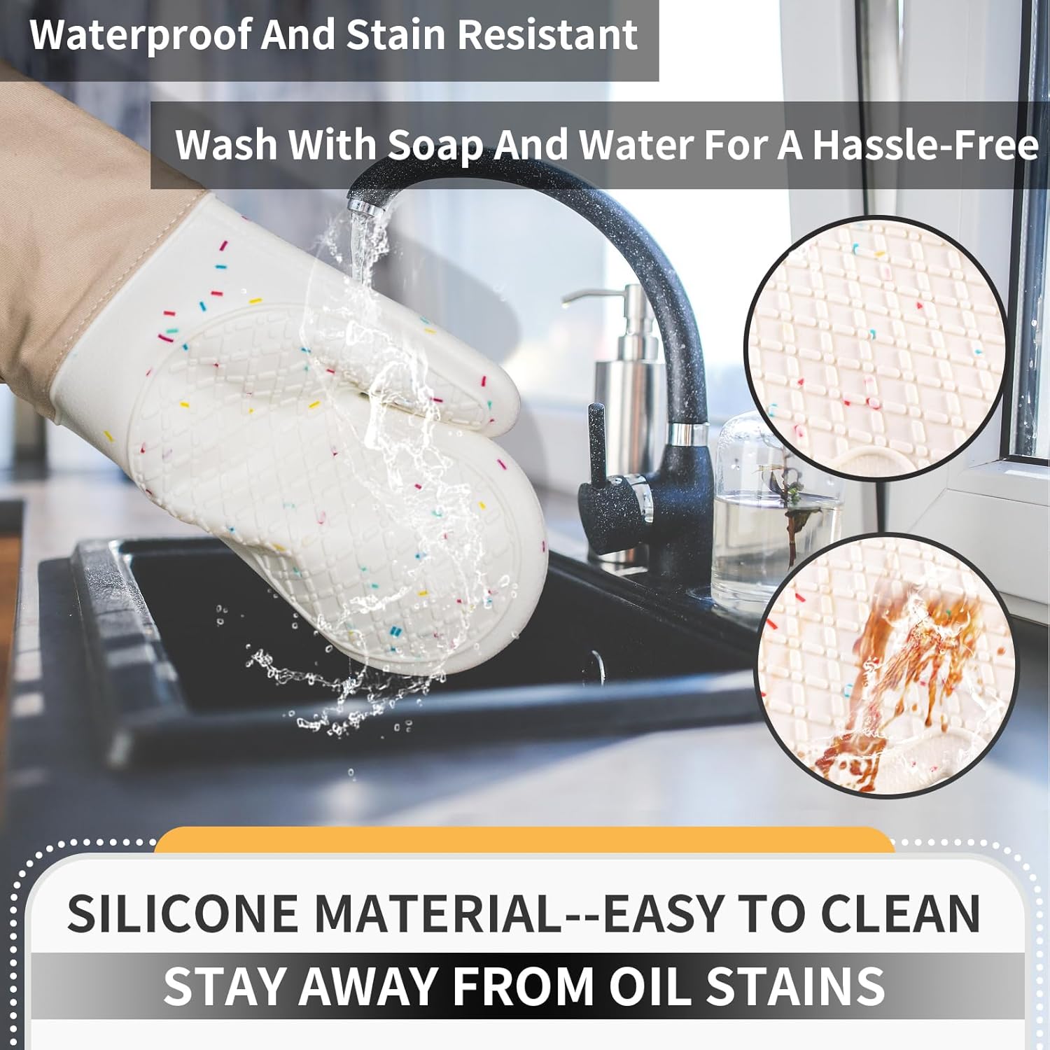 Dorkuova Heat Resistant Oven Mitts 500F Non-Slip Washable