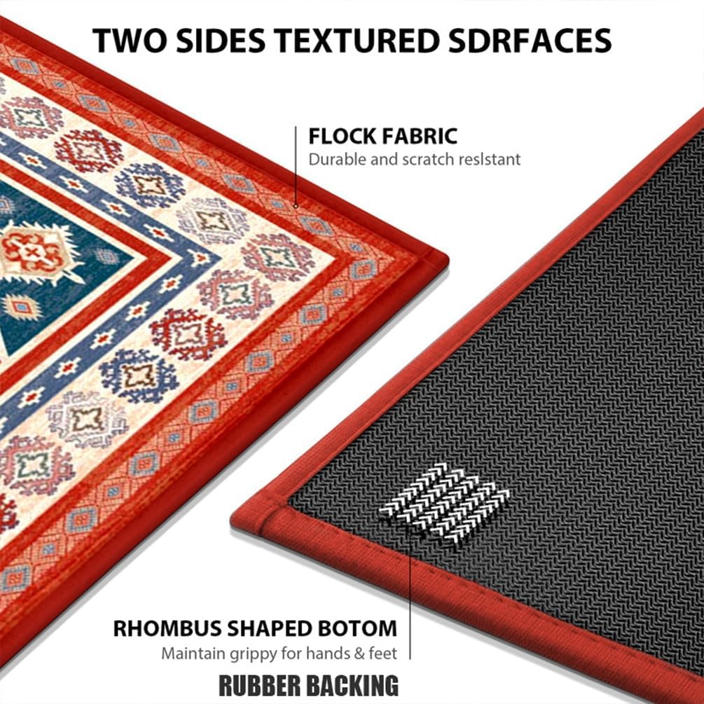 Soft Anti Fatigue Kitchen Rug with Distressed Floral Design
