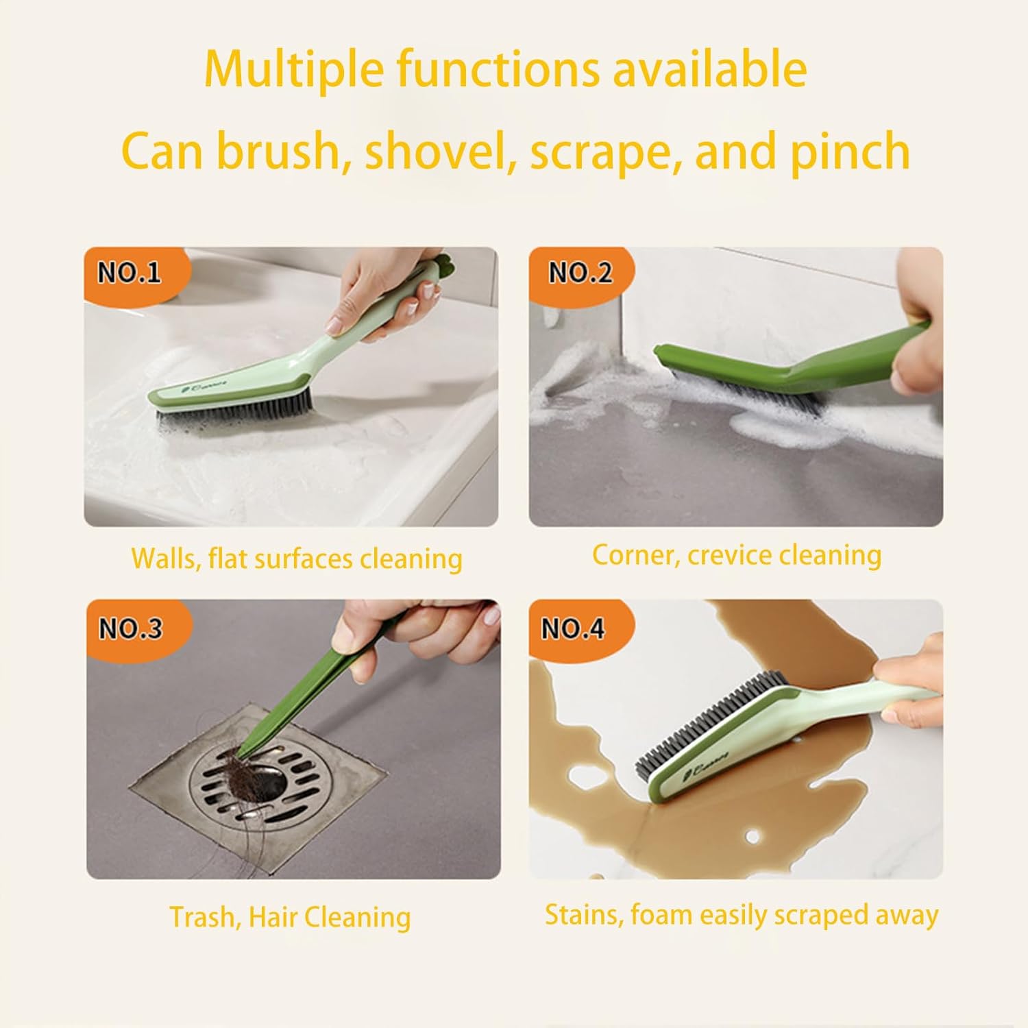 3 in 1 Multifunctional Crevice Cleaning Brush - Green
