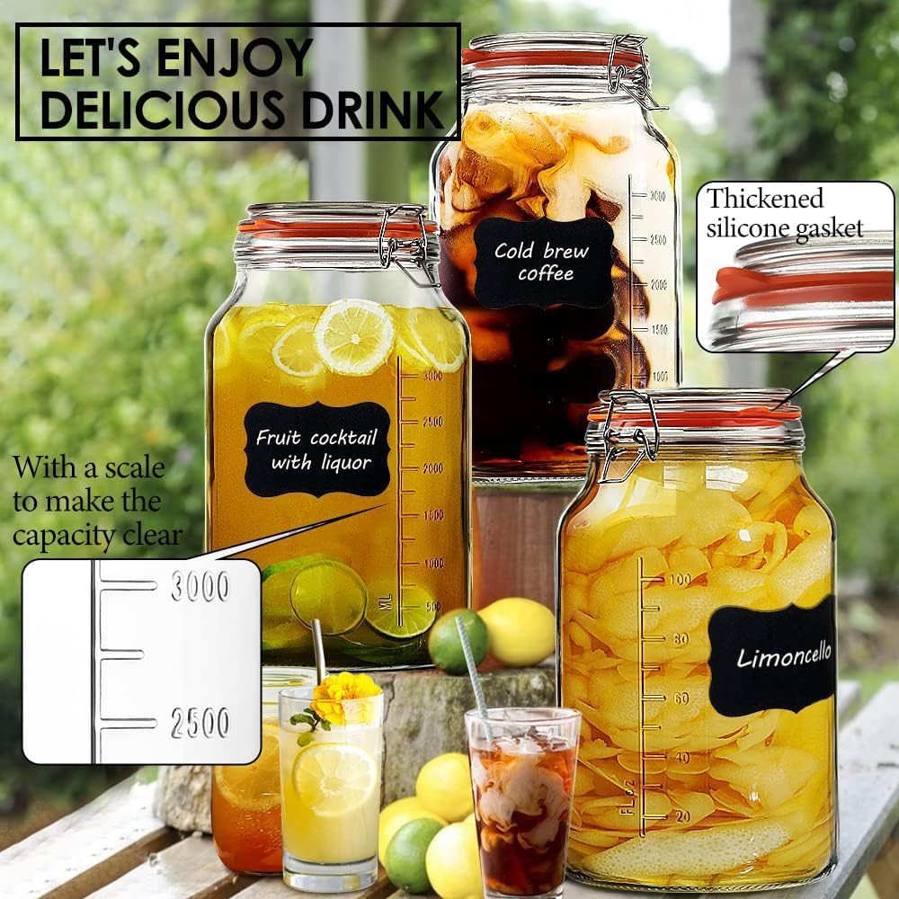Super Wide-Mouth Glass Jars with Hinged Lids 2-Pack