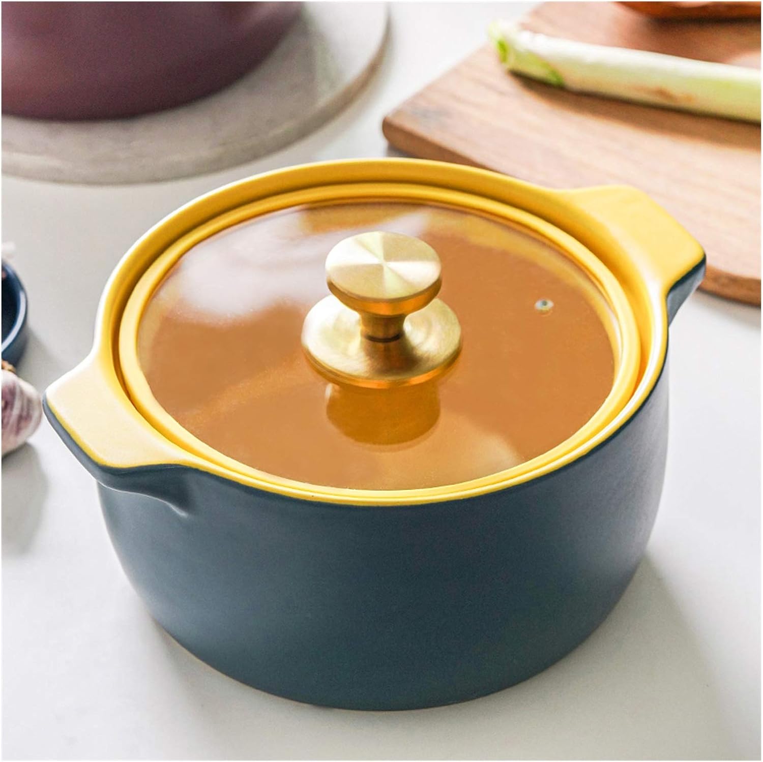 SISWIM 35L Ceramic Stock Pot with Glass Lid