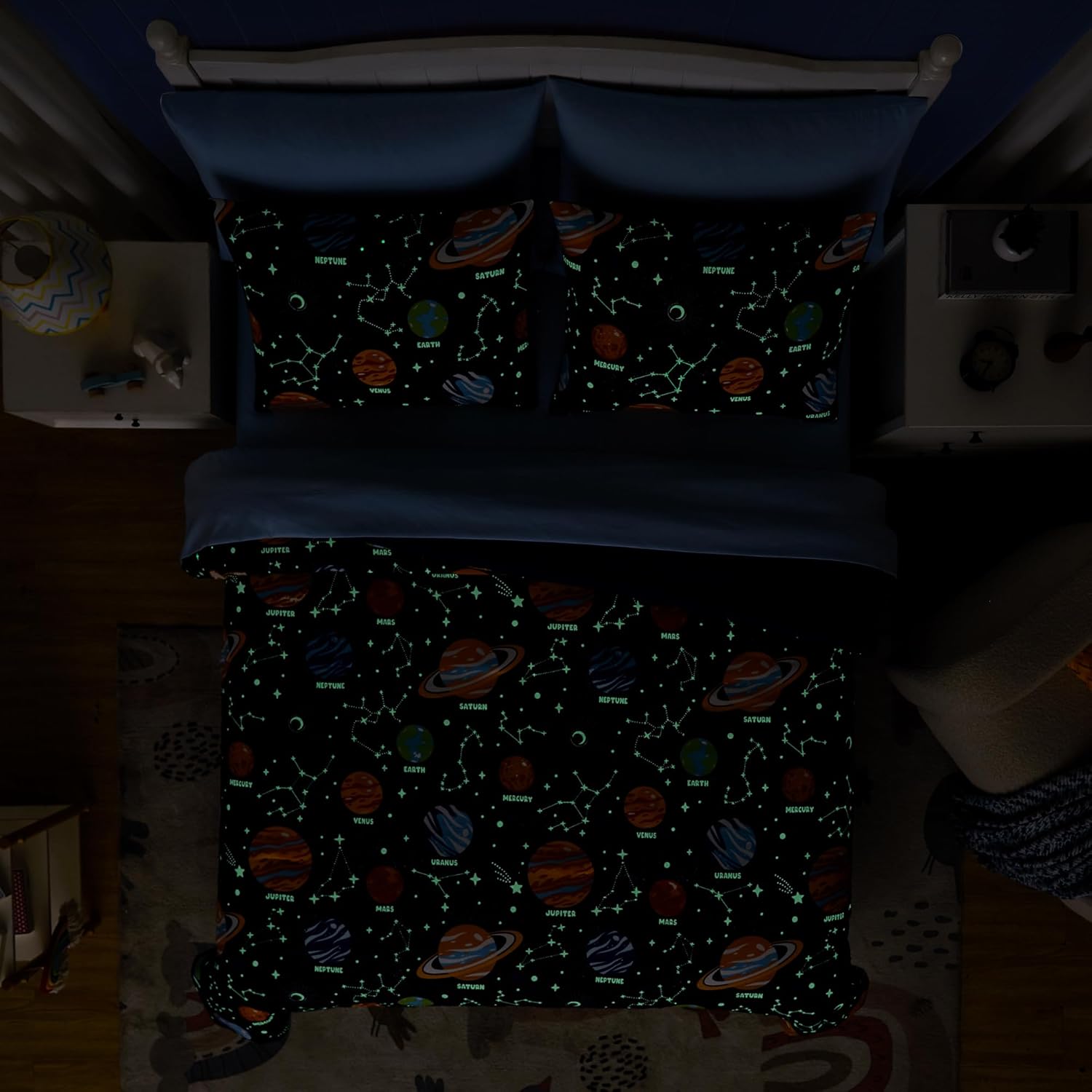 Glow In The Dark Space Comforter Set For Kids