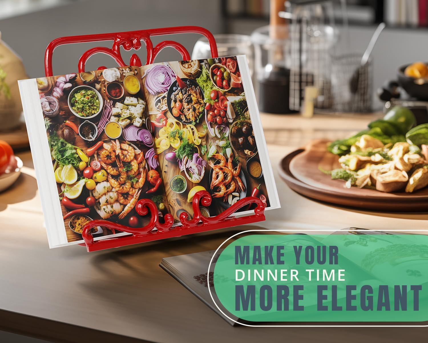 Comfify Cast Iron Cook Book Stand - Adjustable and Durable