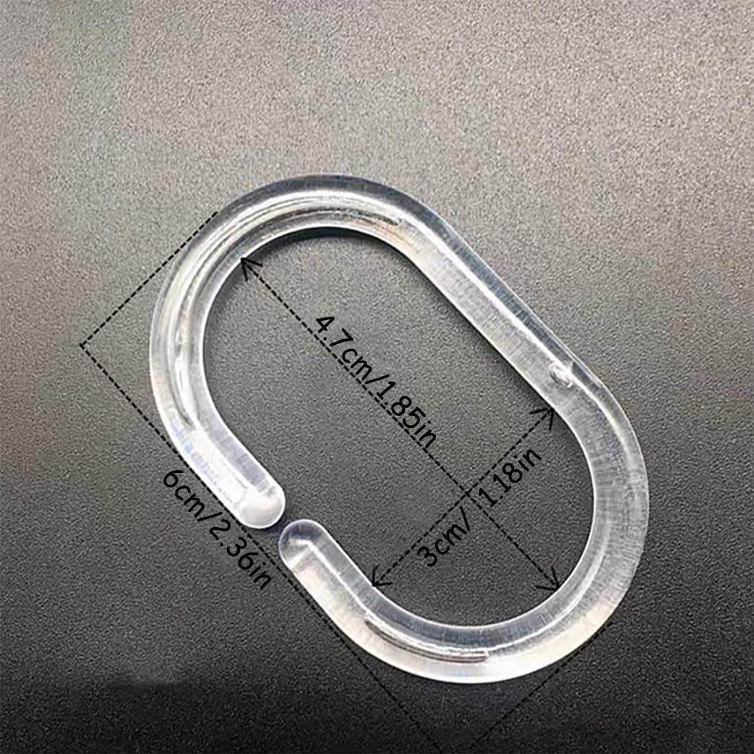 24 PCS Clear Plastic Shower Curtain Rings Hooks Hangers Rod Mount