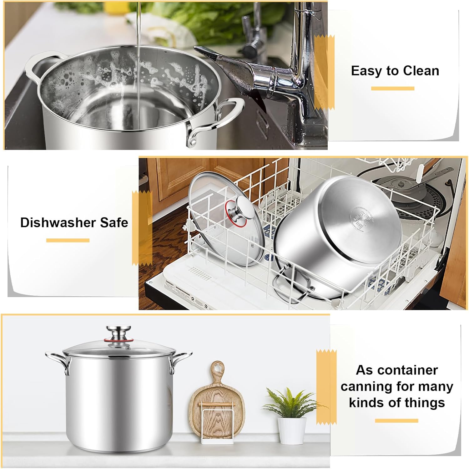 TeamFar 12 Quart Stock Pot with Lid