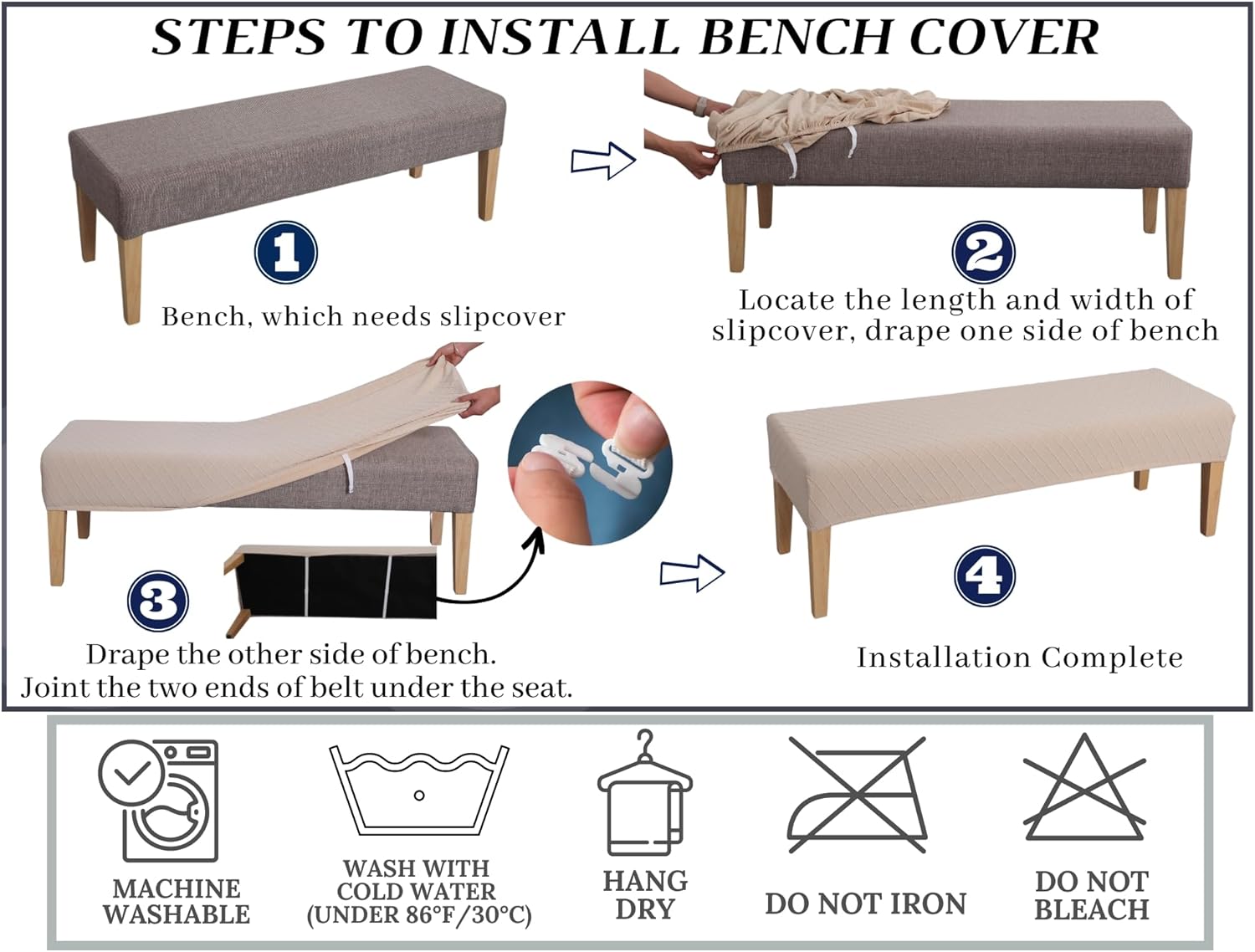 SPRINGRICO Stretch Bench Cover for Dining Room and More