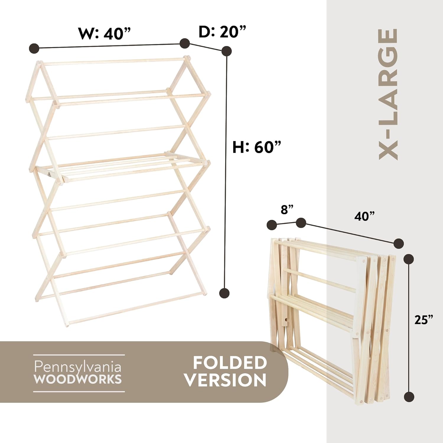 Pennsylvania Woodworks Extra Large Folding Drying Rack
