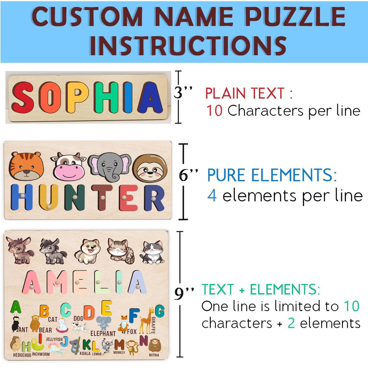 Personalized Wooden Baby Name Puzzle for Toddlers