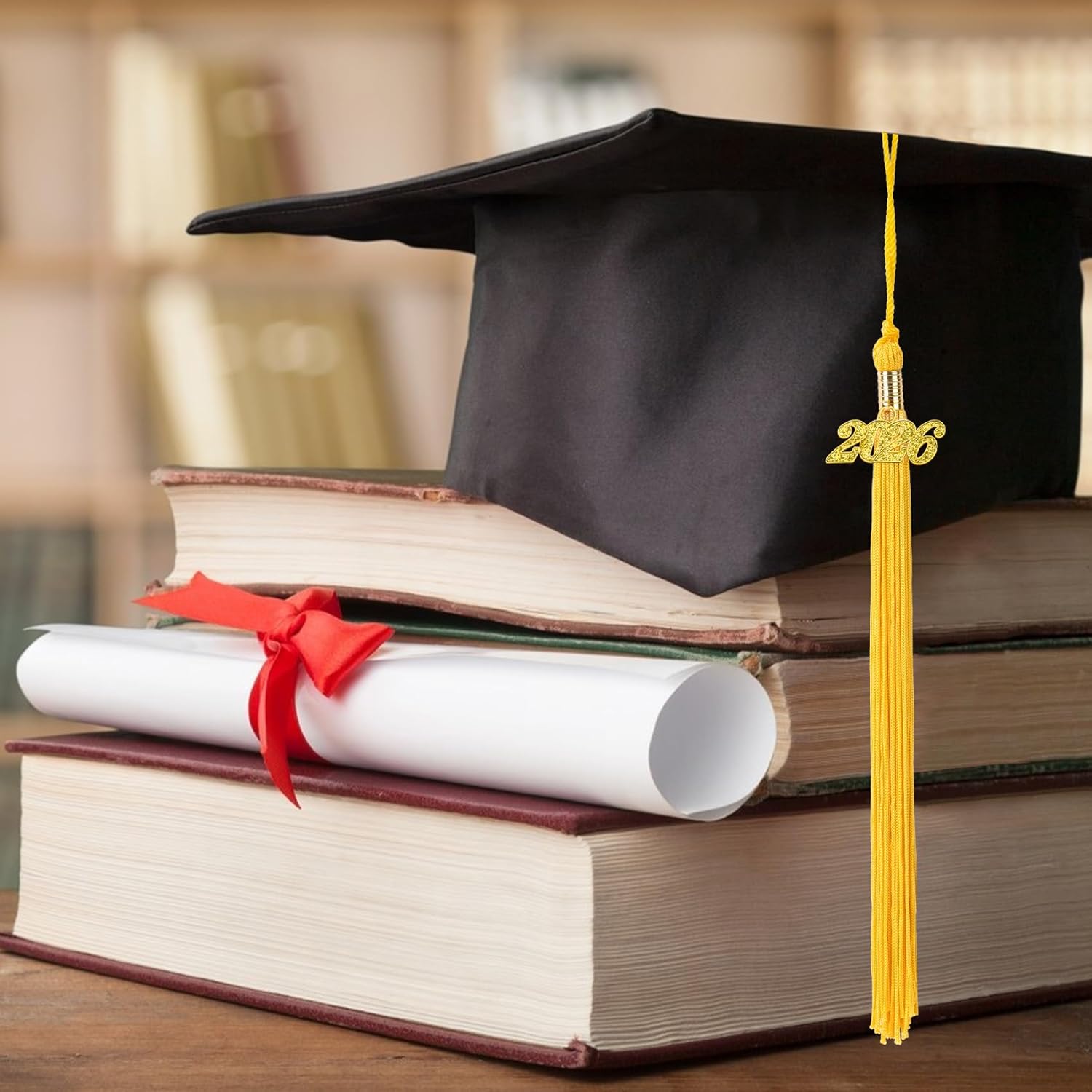 2026 Gold Graduation Tassel with Charm Decor
