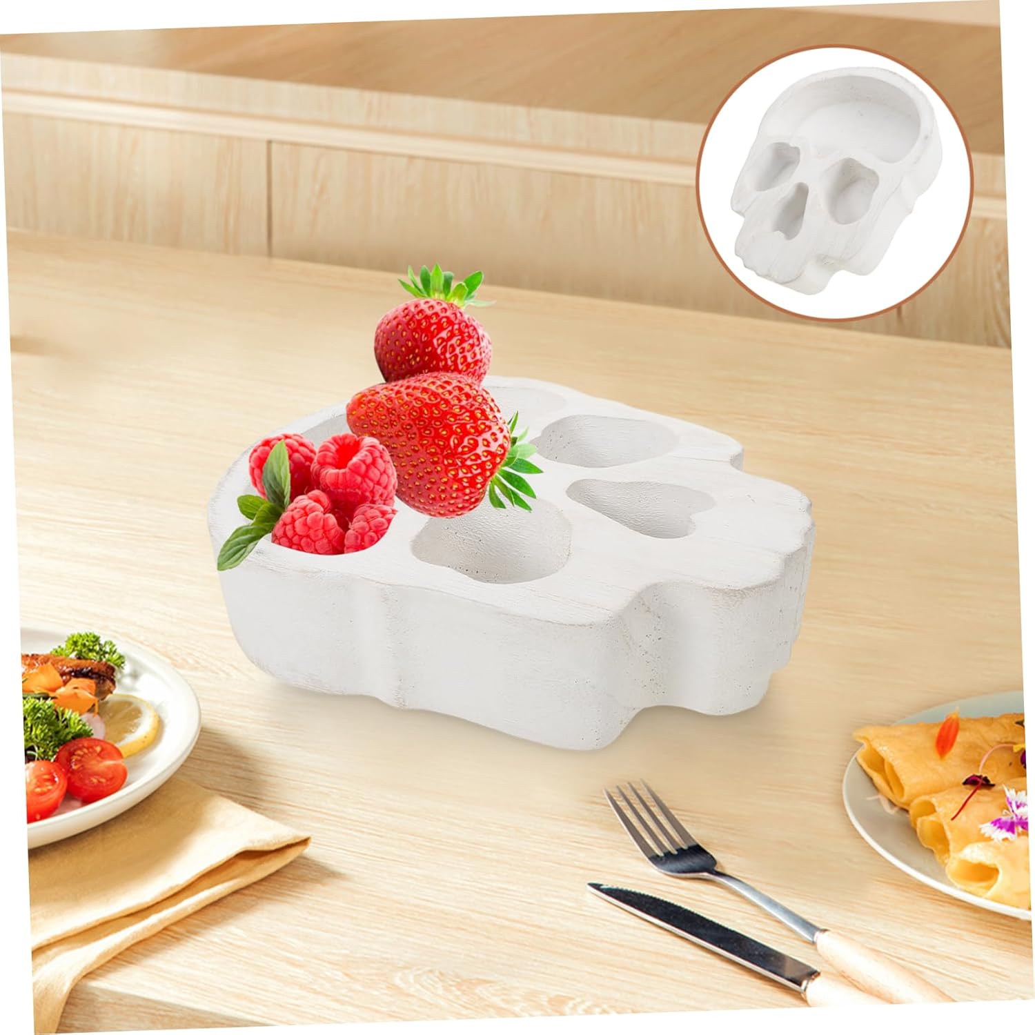 PRETYZOOM Skull Shaped Wood Serving Tray