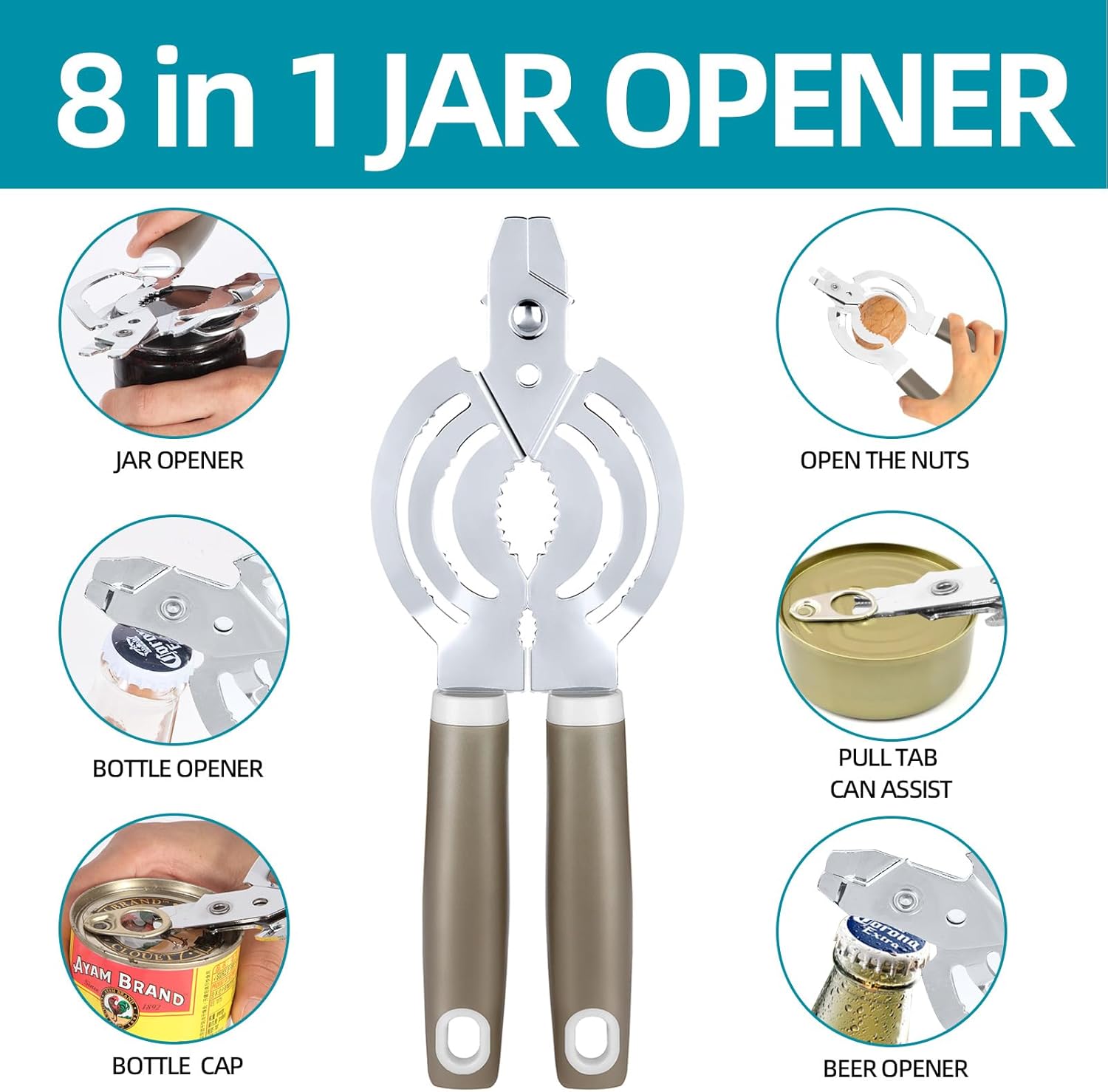 Stainless Steel Jar Opener for Seniors with Arthritis