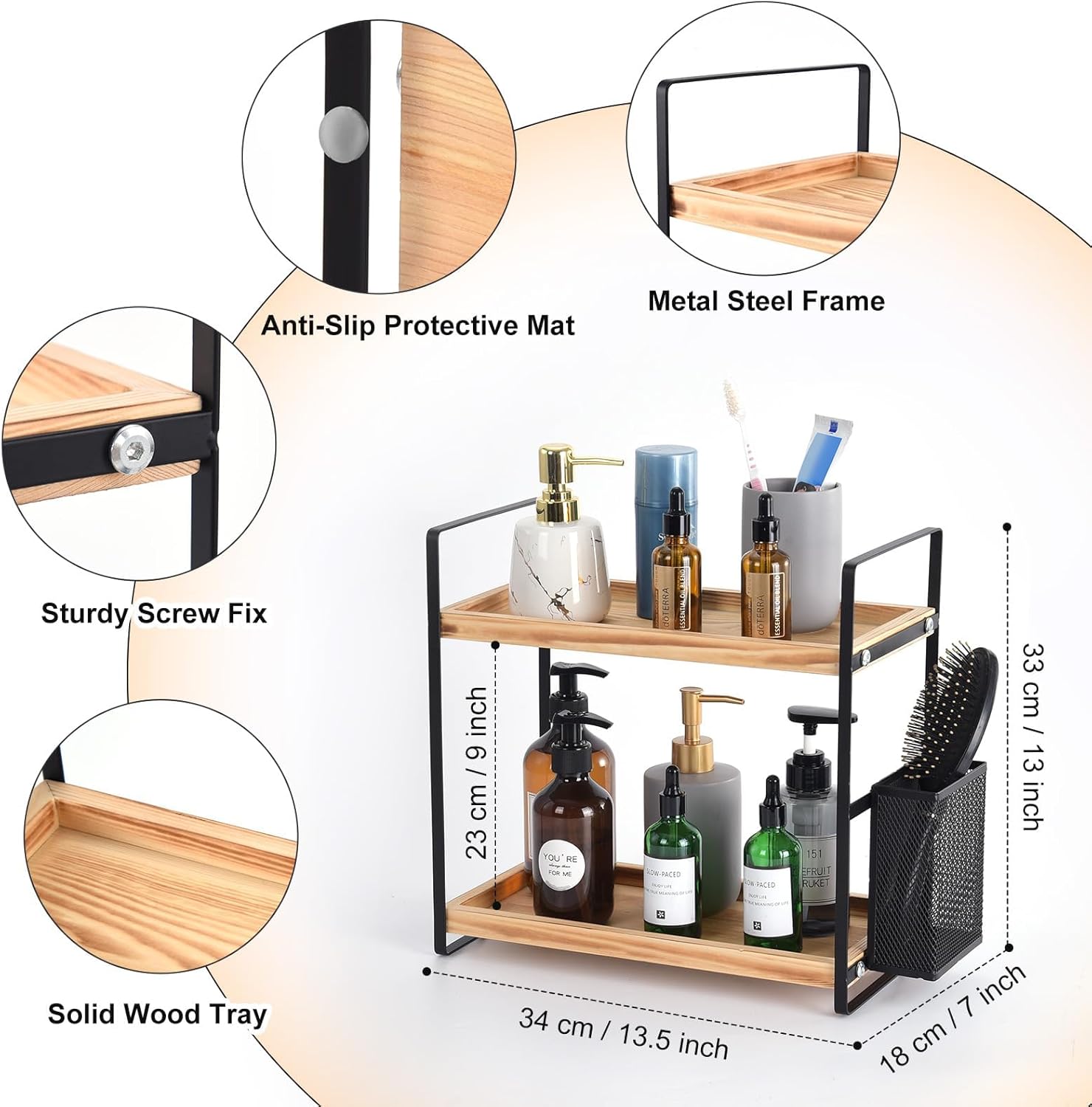LEMIKKLE Bathroom Counter Organizer with Basket