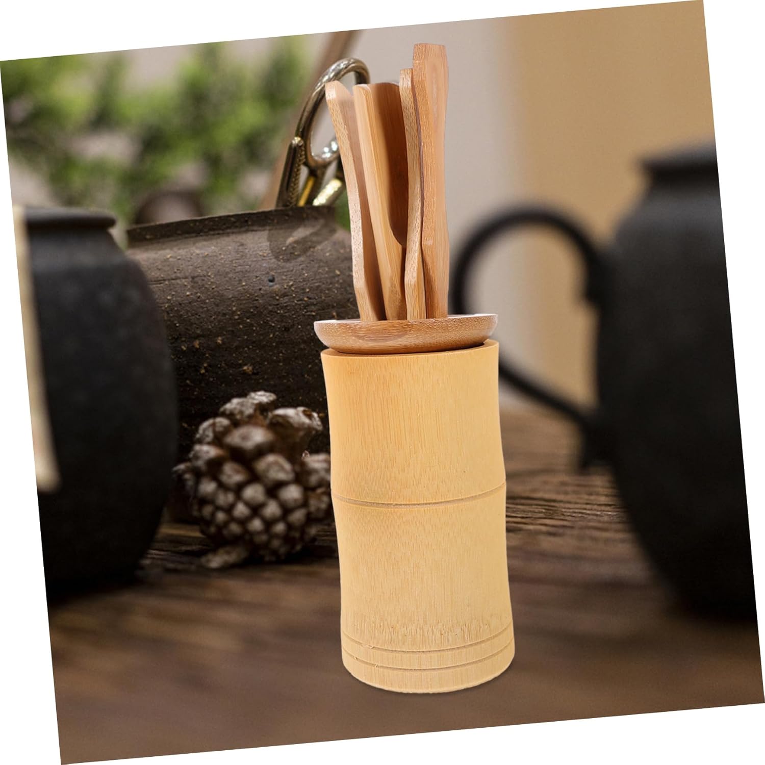 Alipis 6 Piece Bamboo Tea Set for Home Use