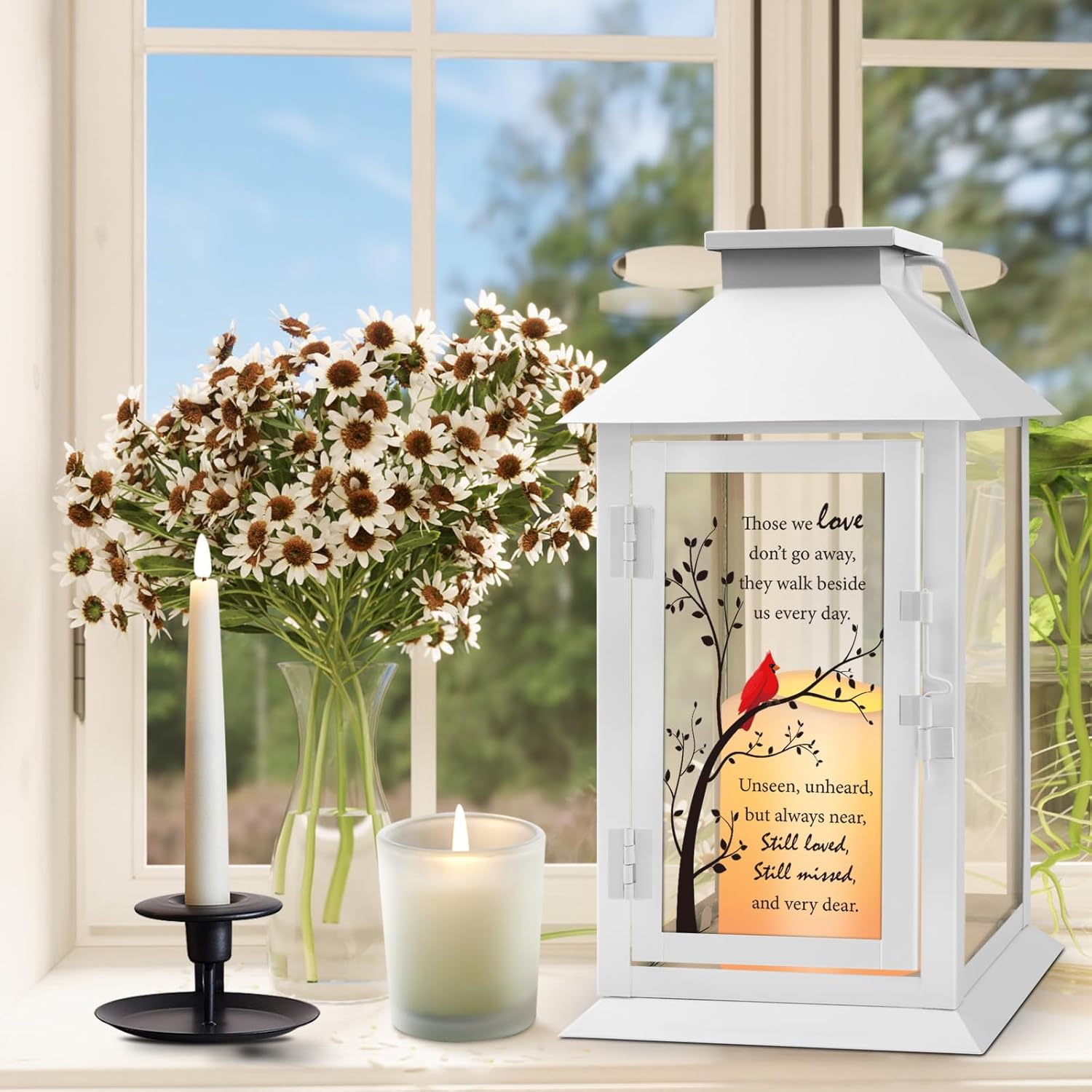 Memorial Lantern with LED Candle and Remote Control