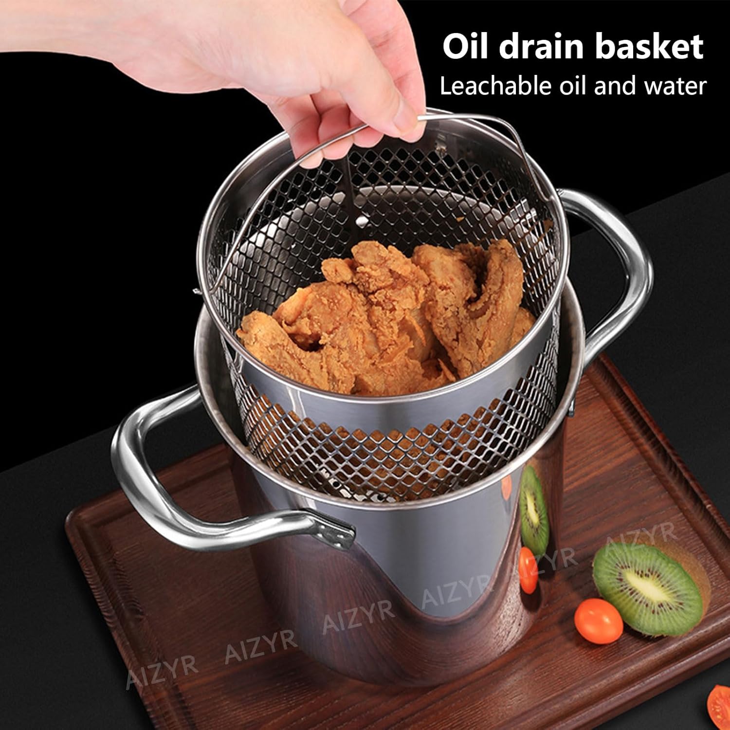 AIZYR Stainless Steel Soup Pot with Basket and Lid