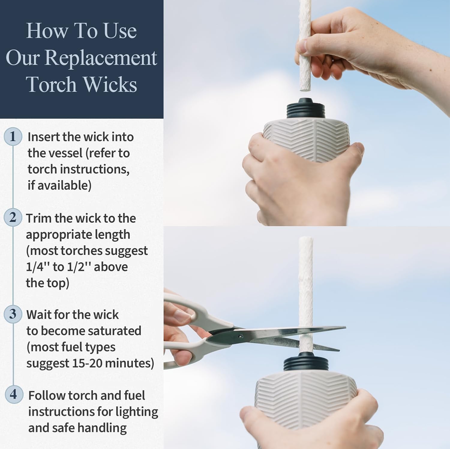 Replacement Lantern Wicks for Tiki Torches - Set of 32 1