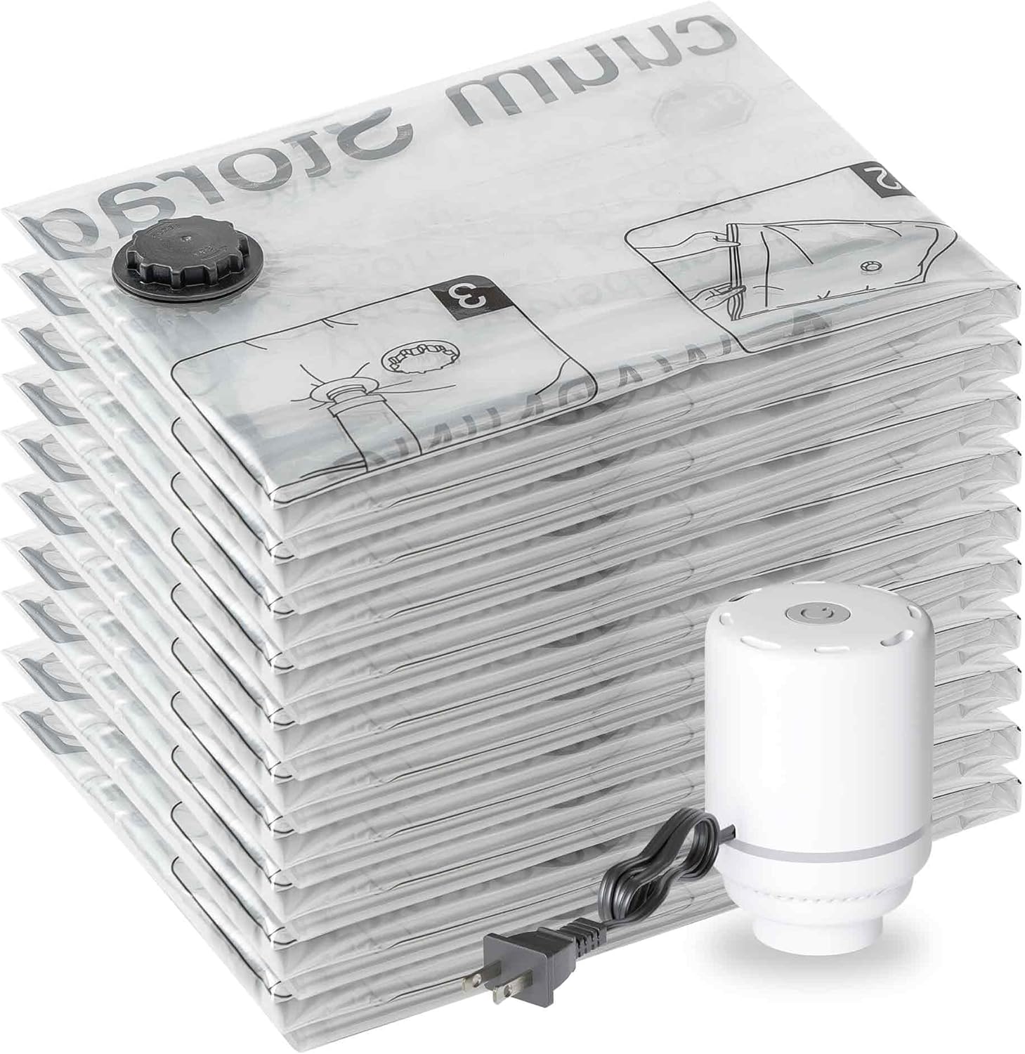 SUOCO 10 Jumbo Vacuum Storage Bags with Electric Pump