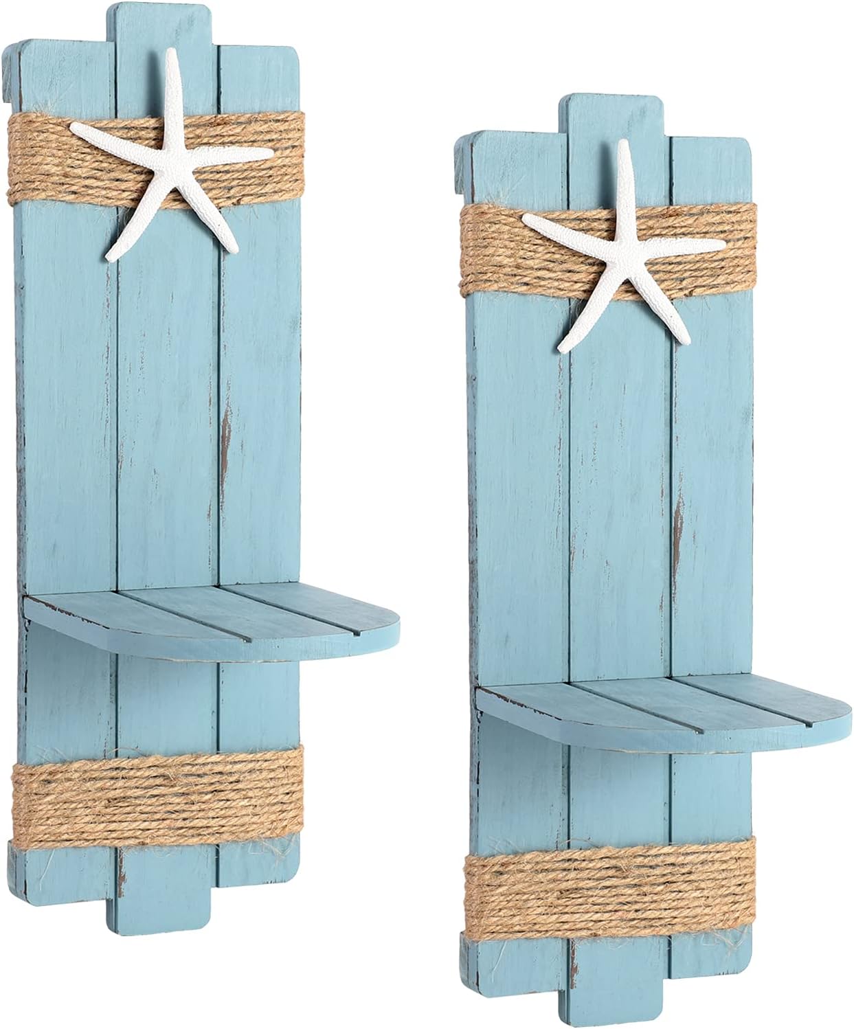 SOMTO Beach Starfish Wall Candle Sconces Set of 2